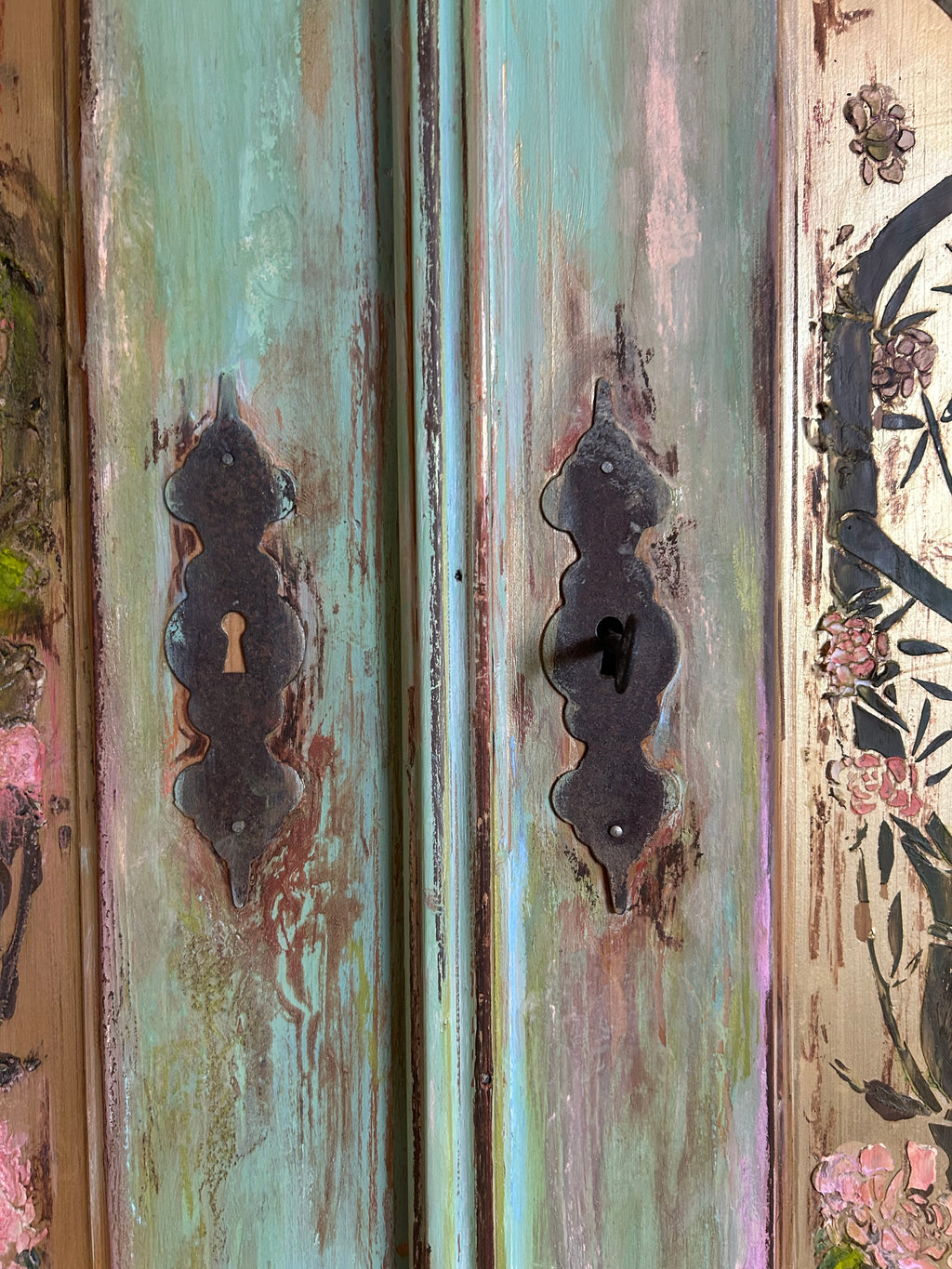 Vintage Armoire with Chinoiserie Panels