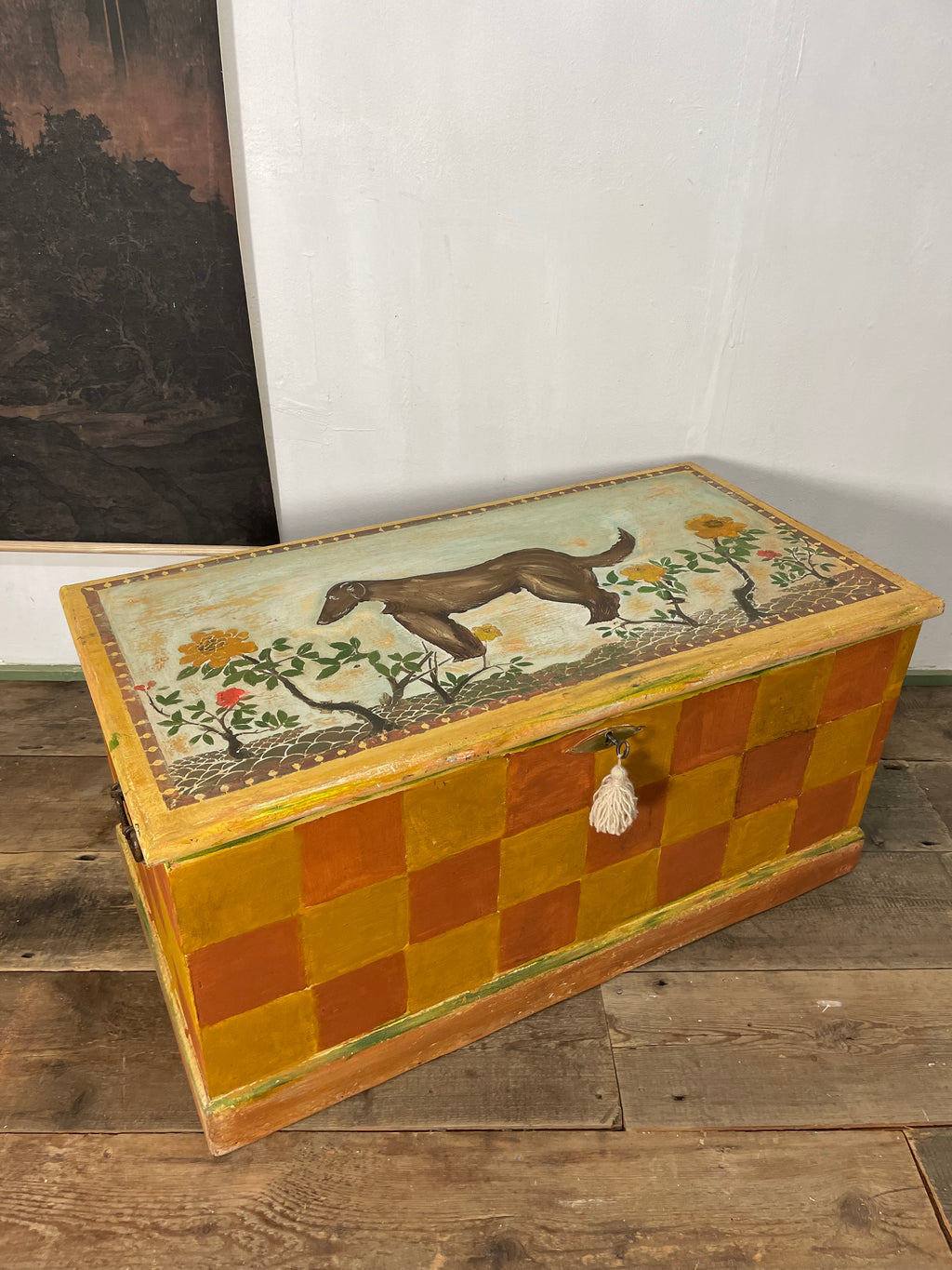 Vintage Folk art Style Blanket Box