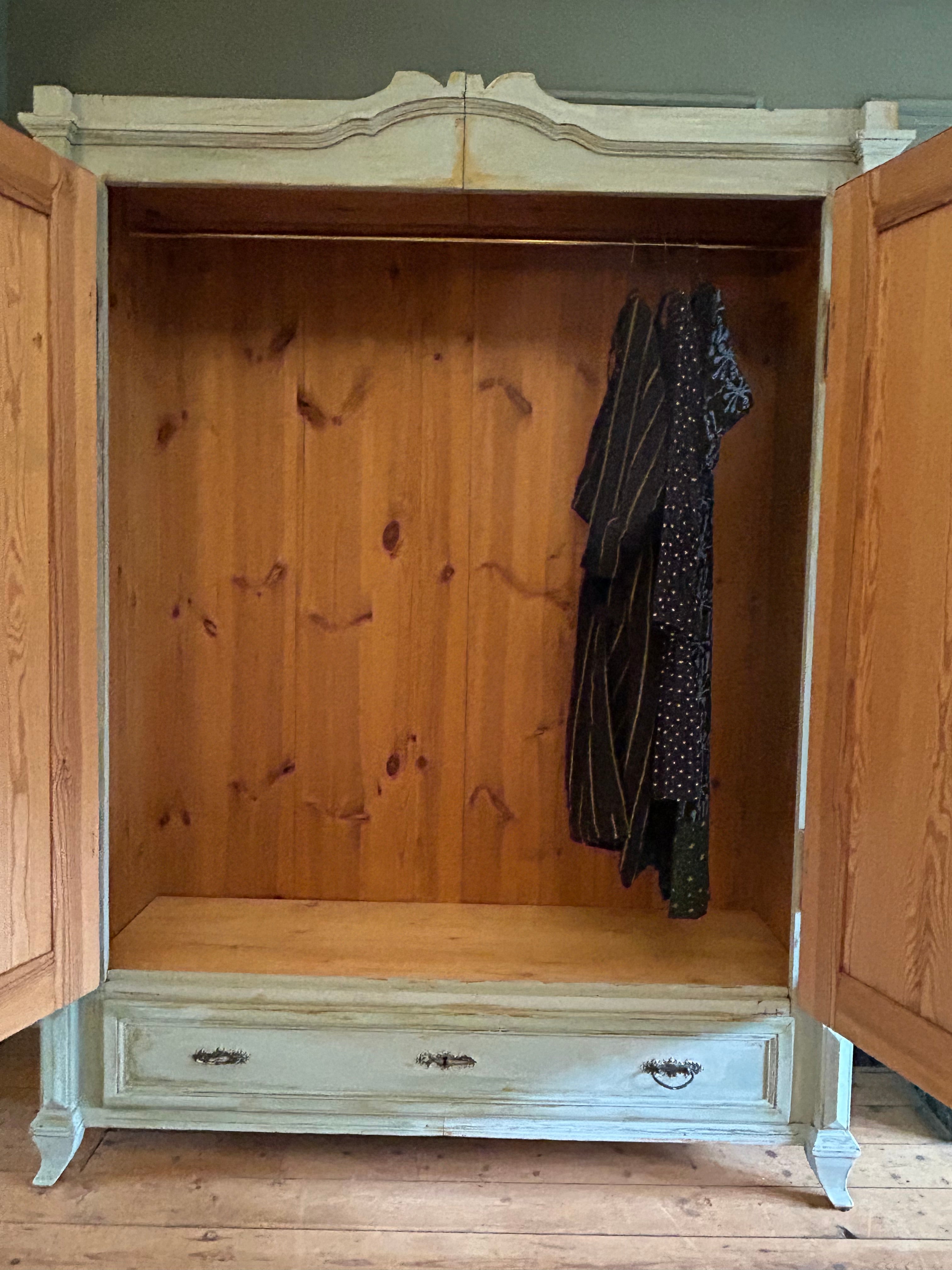 Vintage Painted Wardrobe with Inlaid Chinoiserie