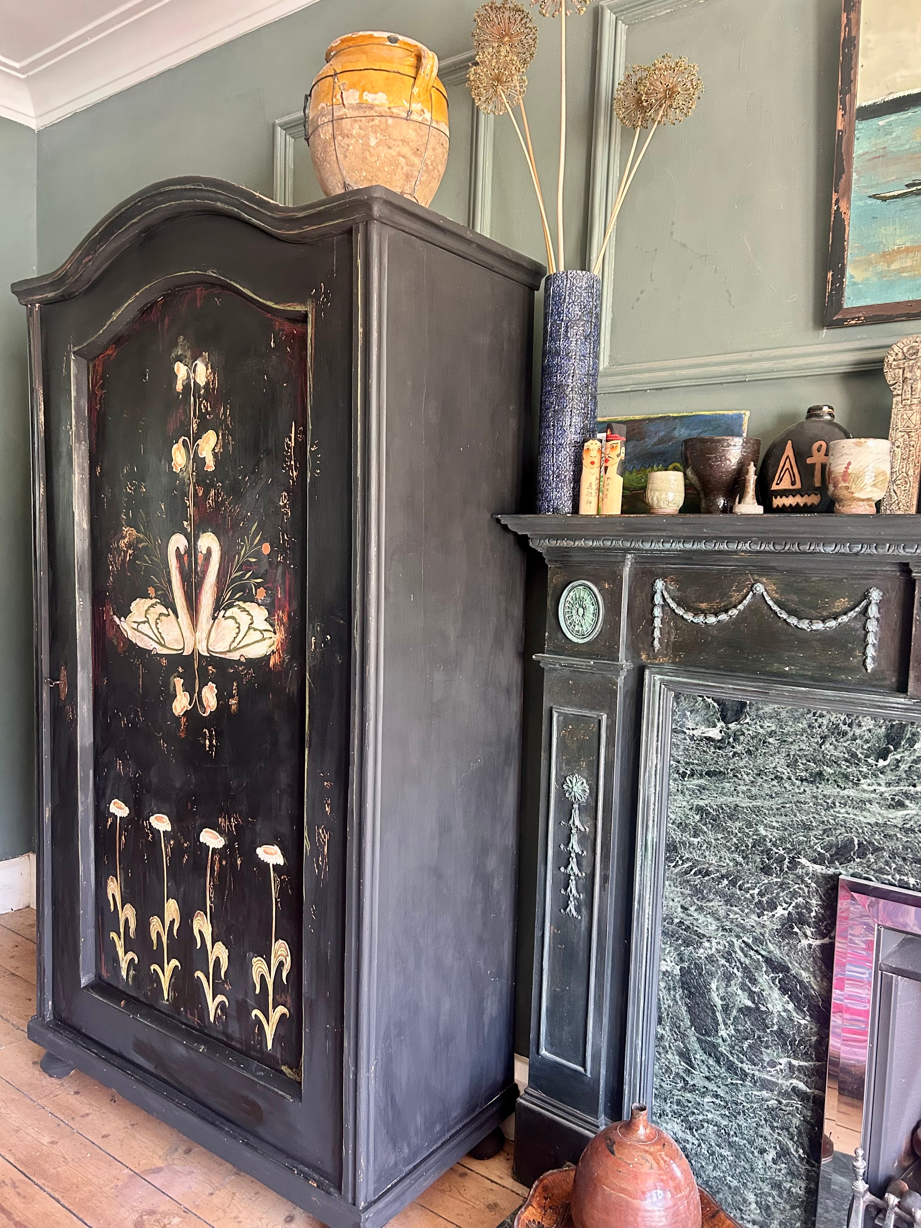 Vintage Painted Folk Art Wardrobe