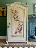 Antique Painted Pine Armoire with Chinoiserie Panel