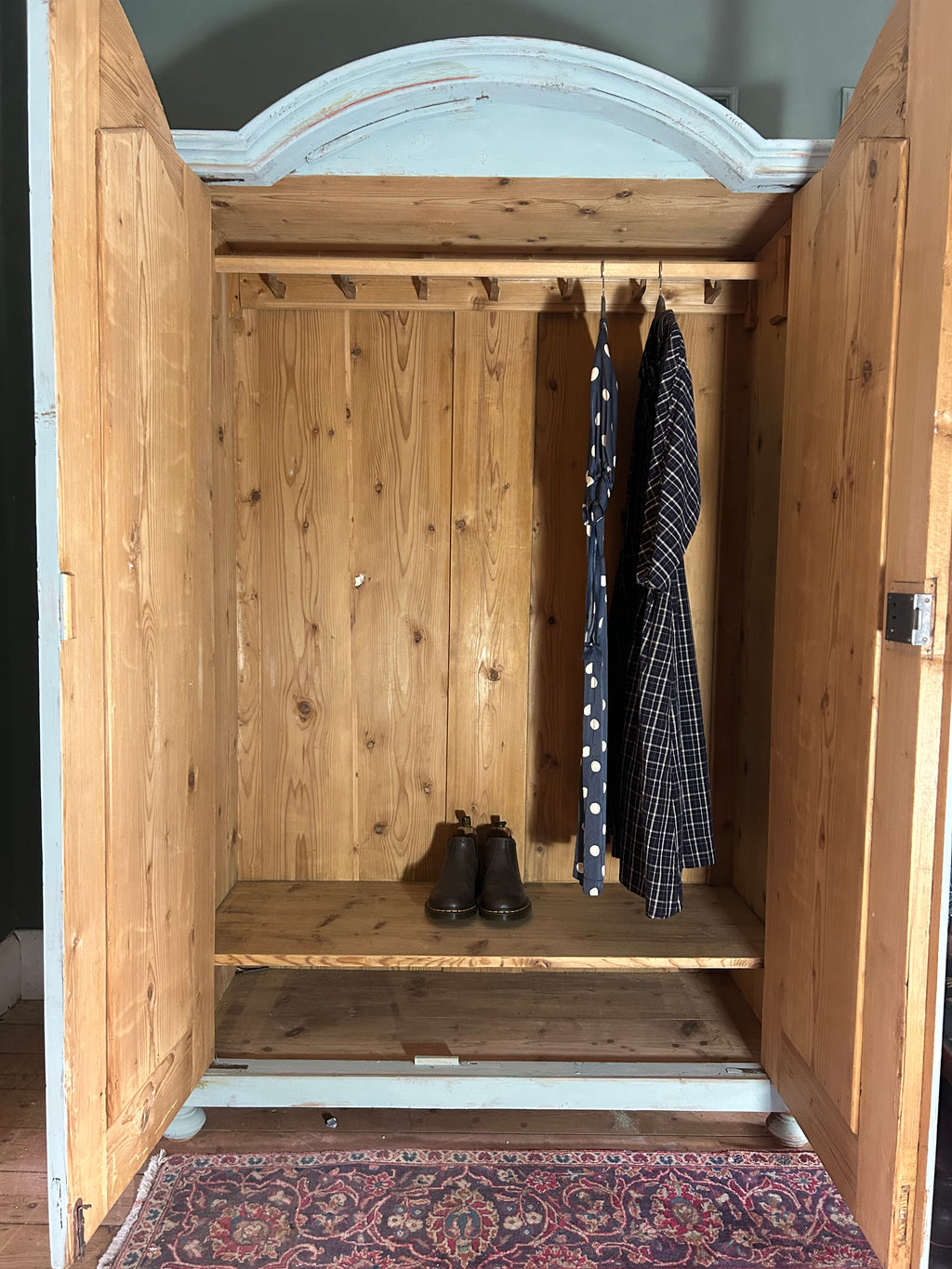 Antique Painted Wardrobe with Chinoiserie Panels