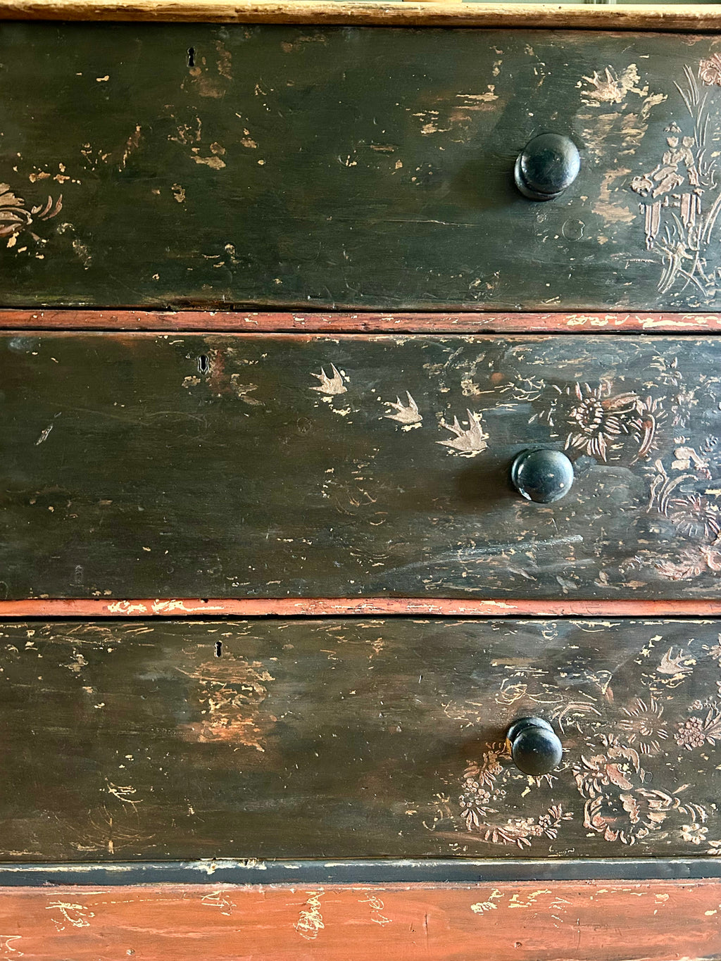 Antique Painted Drawers with Chinoiserie