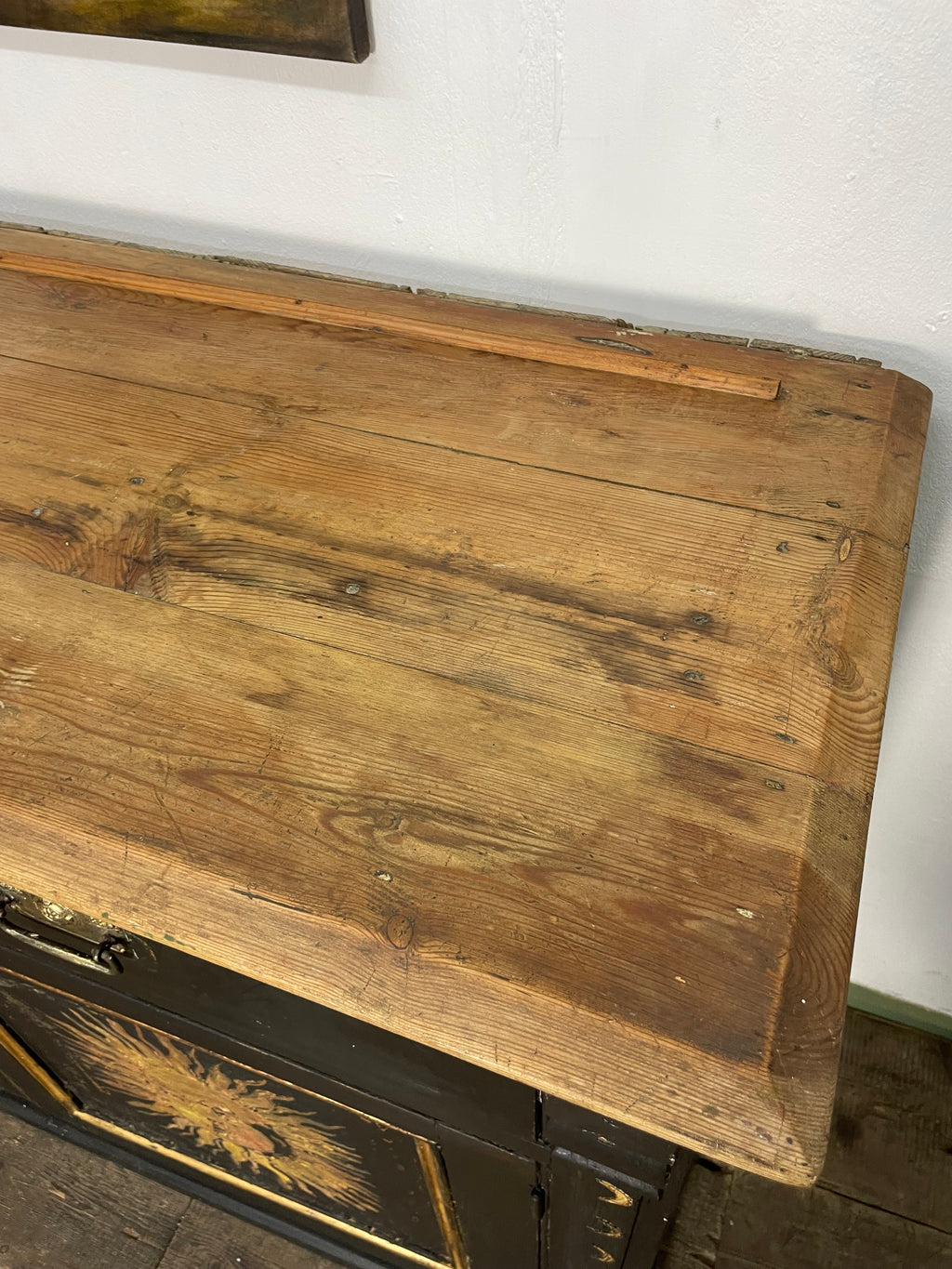 Vintage Painted Pine Sun & Moon Cupboard