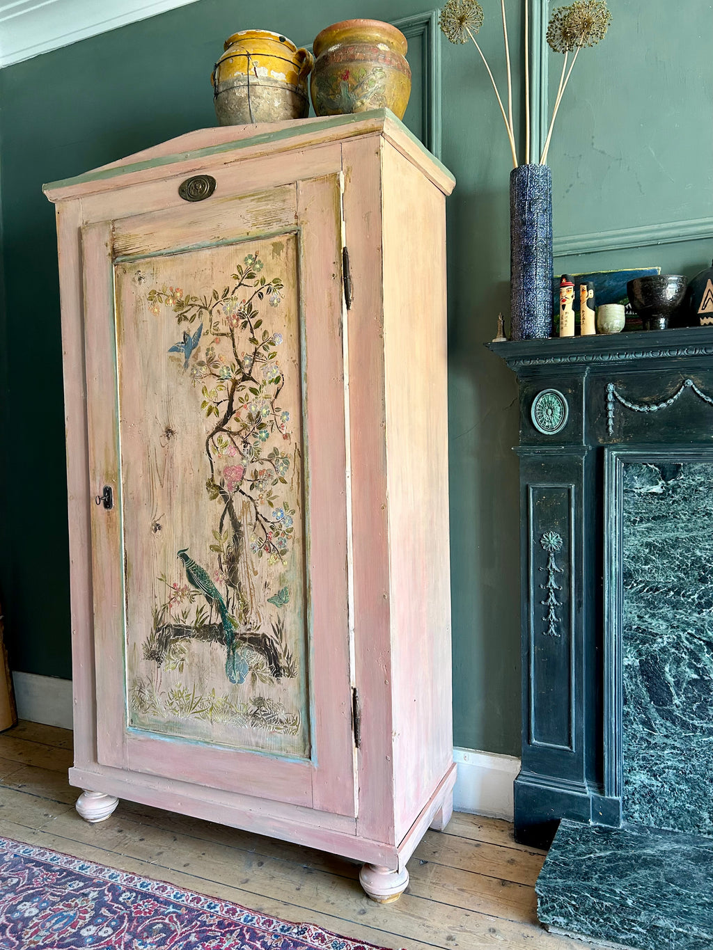 Vintage French Armoire with Chinoiserie Panel