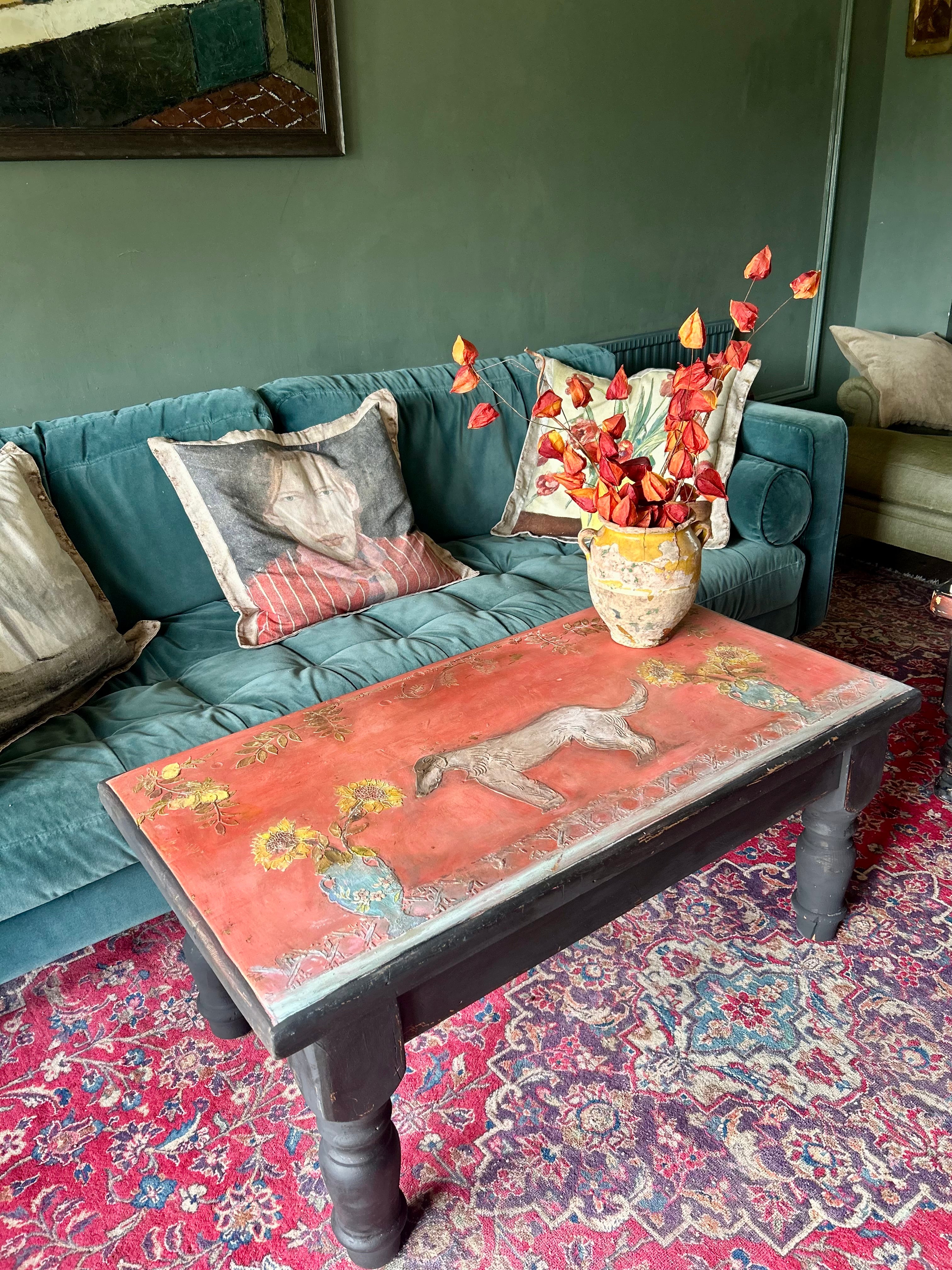 Vintage Painted Bloomsbury Inspired Hound Coffee Table