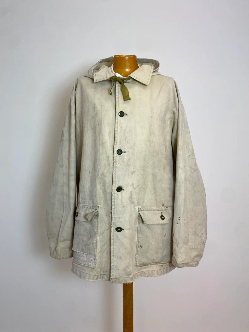 Vintage French Canvas Military Coat