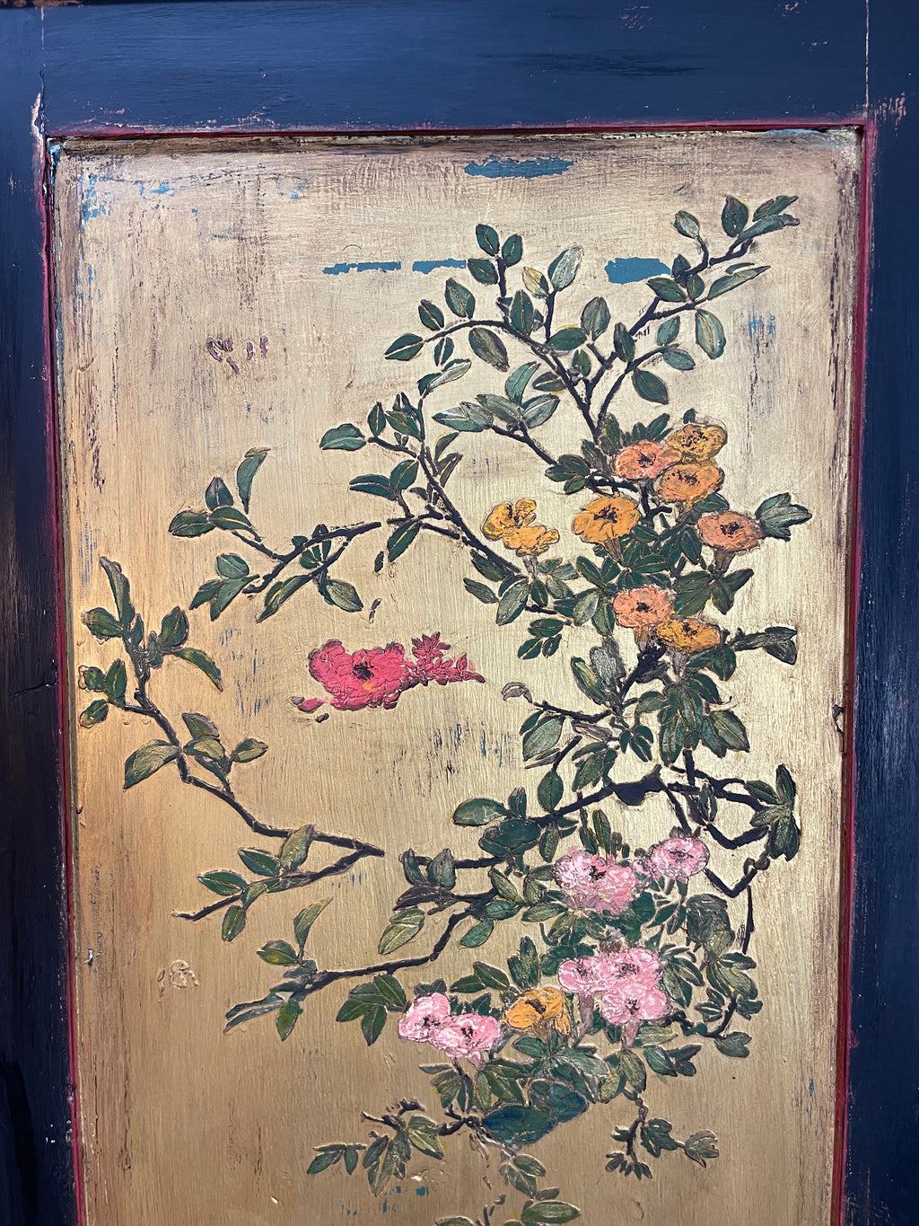 Vintage Knockdown Double Painted Wardrobe with Chinoiserie Panels