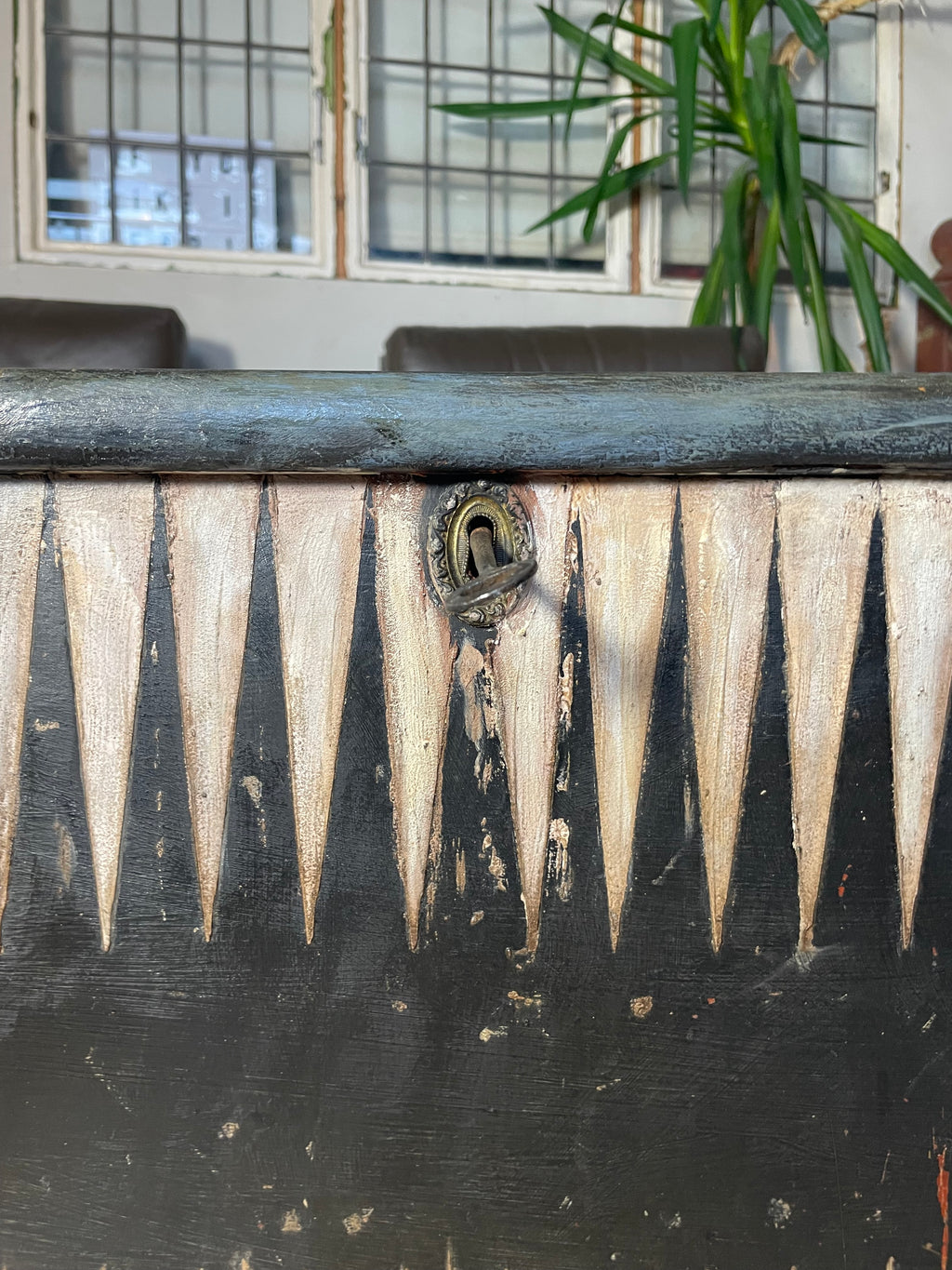 Vintage Pine Folk Art Blanket Storage Box