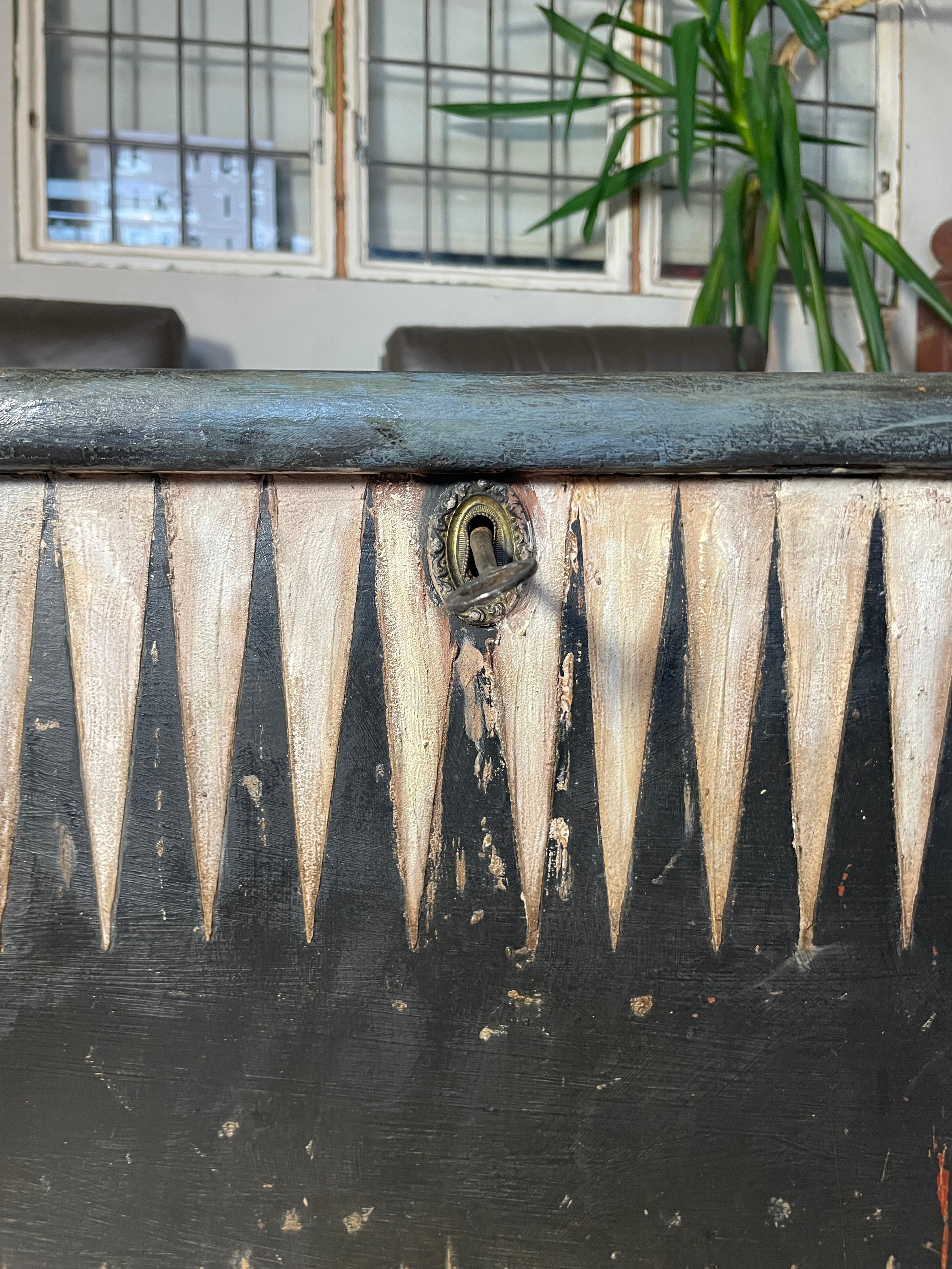 Vintage Pine Folk Art Blanket Storage Box