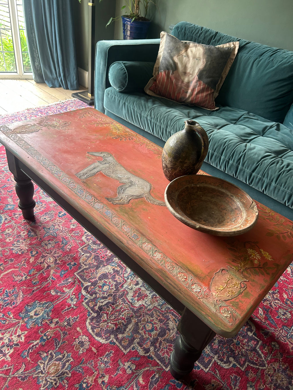 Vintage Painted Pine Bloomsbury Inspired Coffee Table