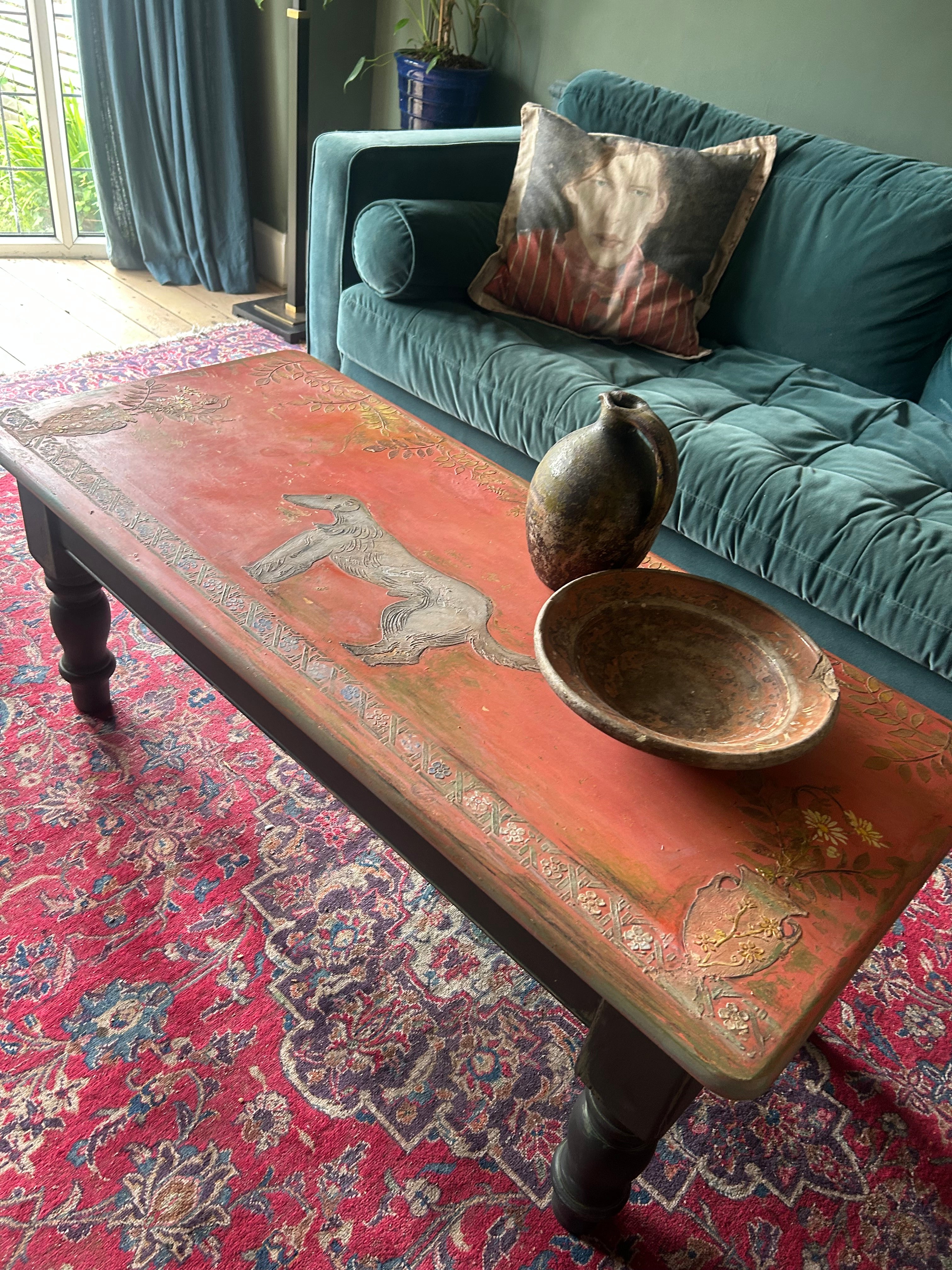 Vintage Painted Pine Bloomsbury Inspired Coffee Table