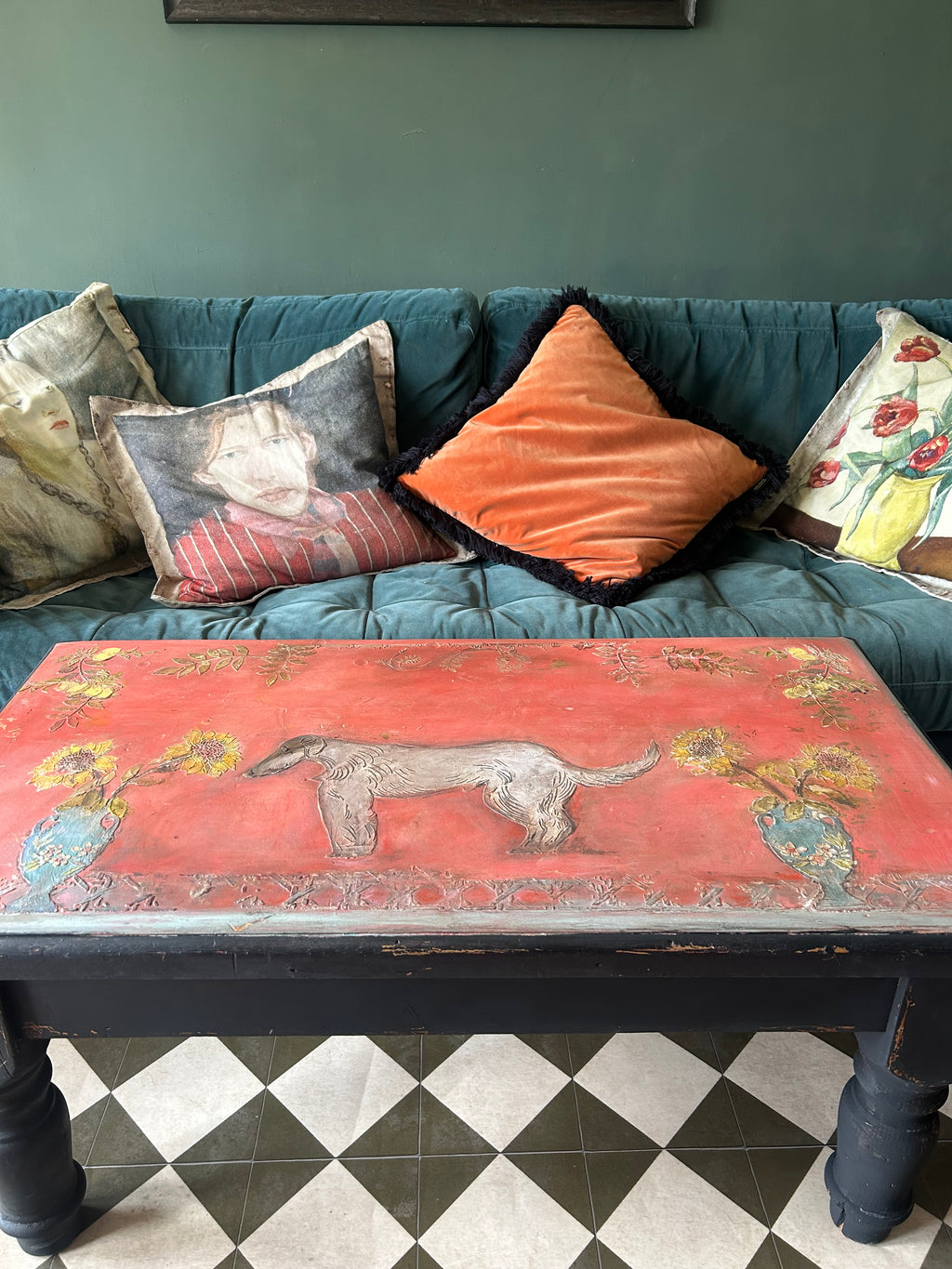 Vintage Painted Bloomsbury Inspired Hound Coffee Table