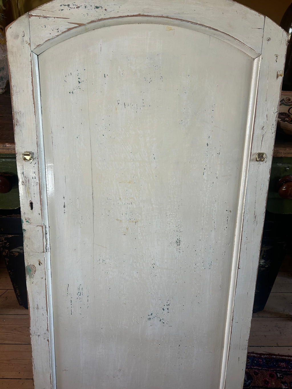 Vintage Reclaimed Door Wall Hanging with Inlaid Chinoiserie