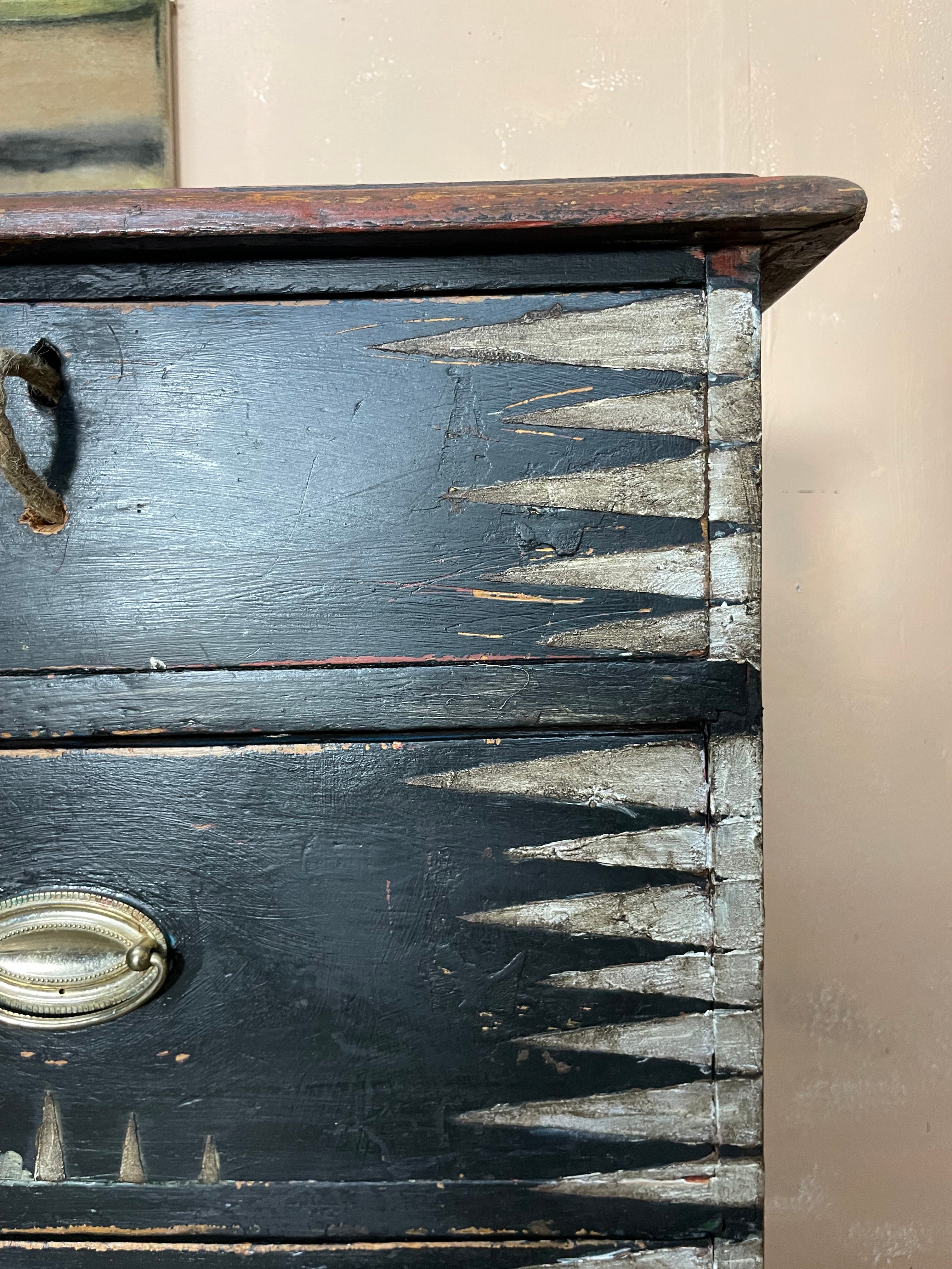 Vintage Painted Pine Folk Art Chest of Drawers
