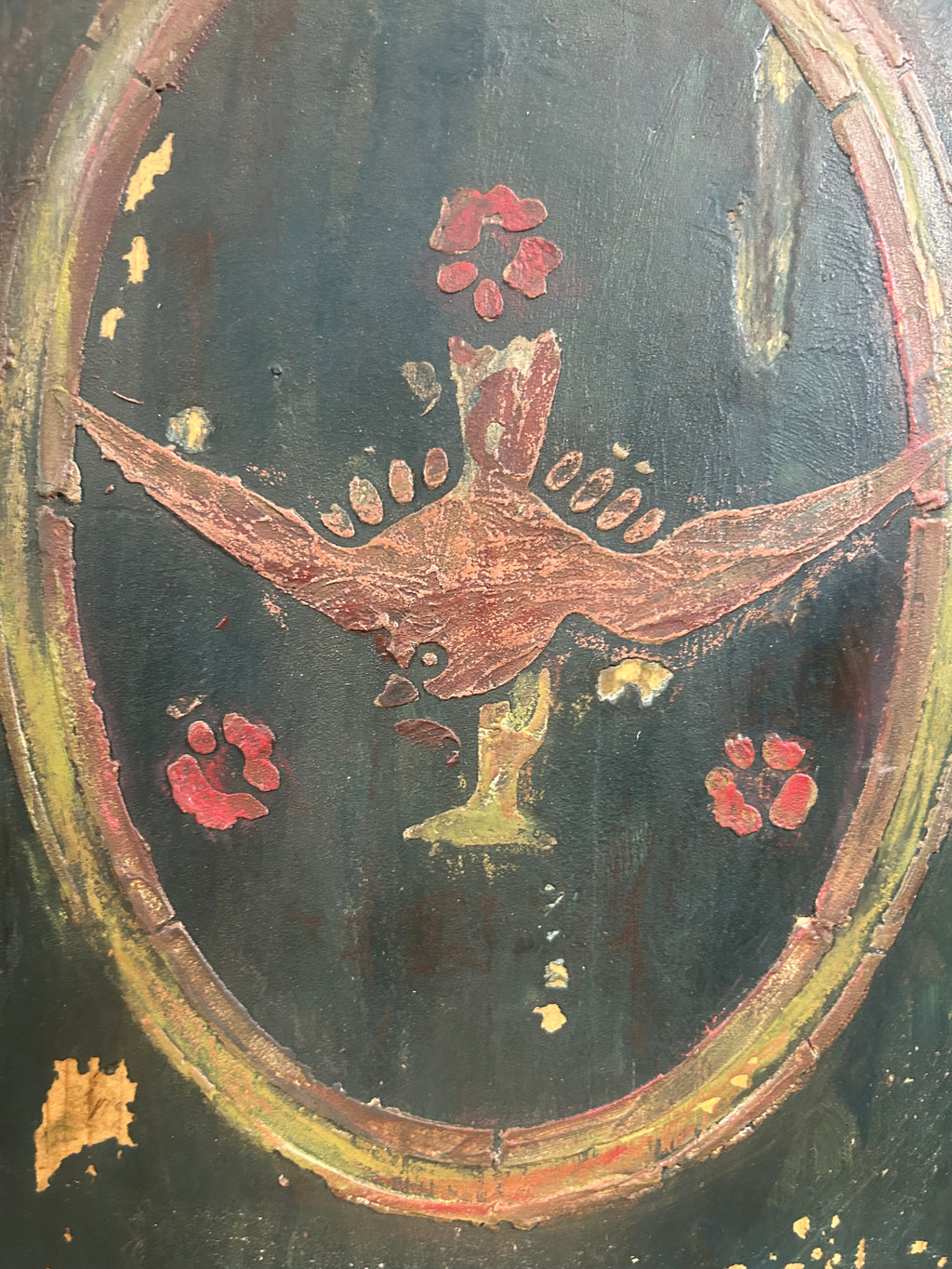 Antique Painted Linen Press with Folk Art Panels