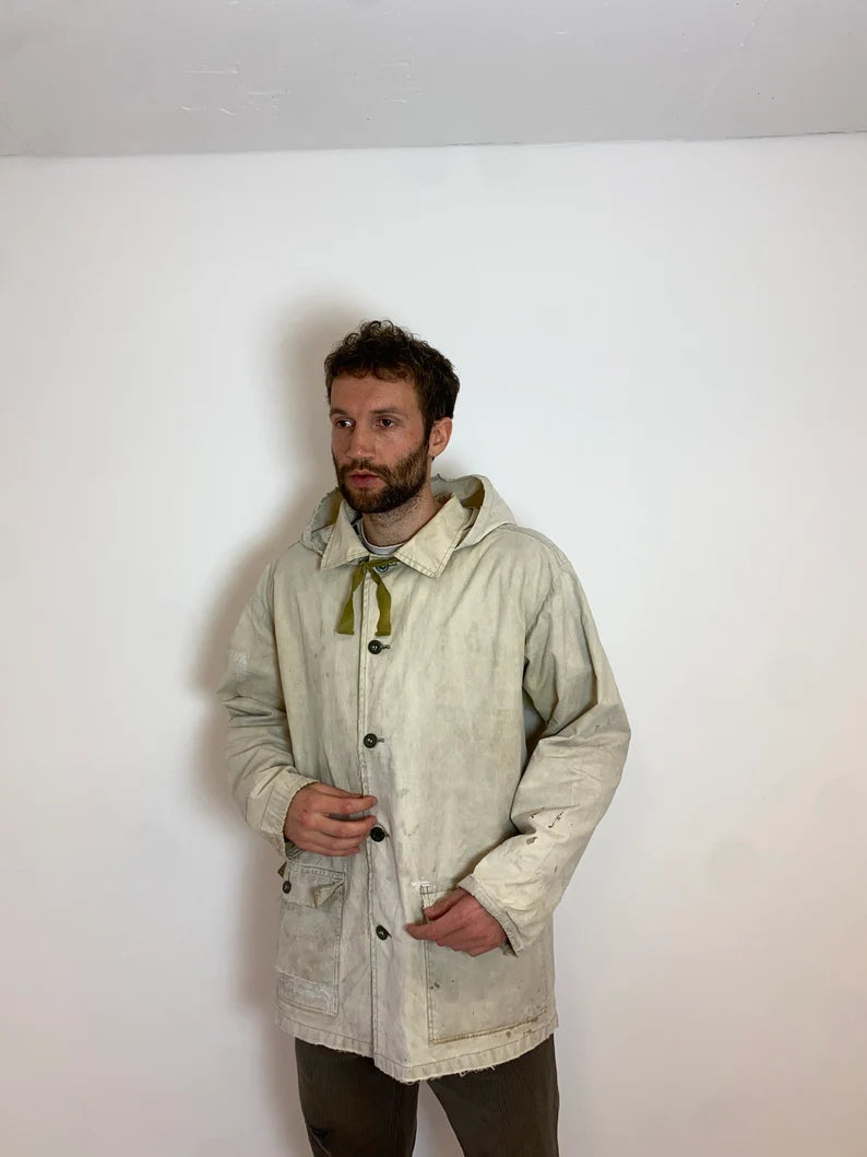 Vintage French Canvas Military Coat