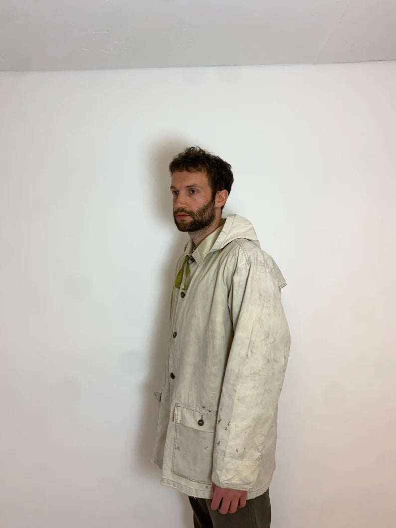 Vintage French Canvas Military Coat