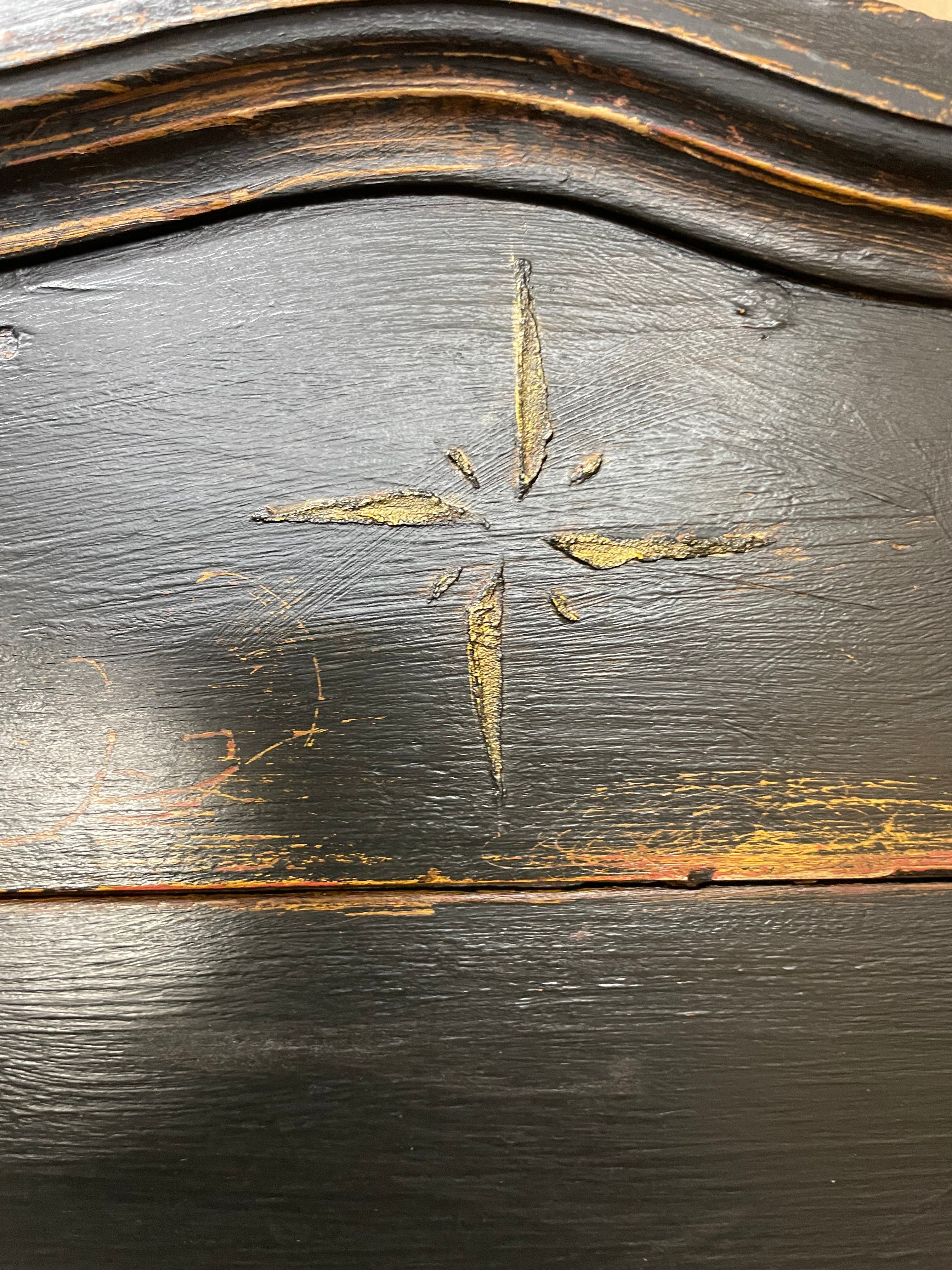 Vintage Painted Pine Folk Art Celestial Wardrobe