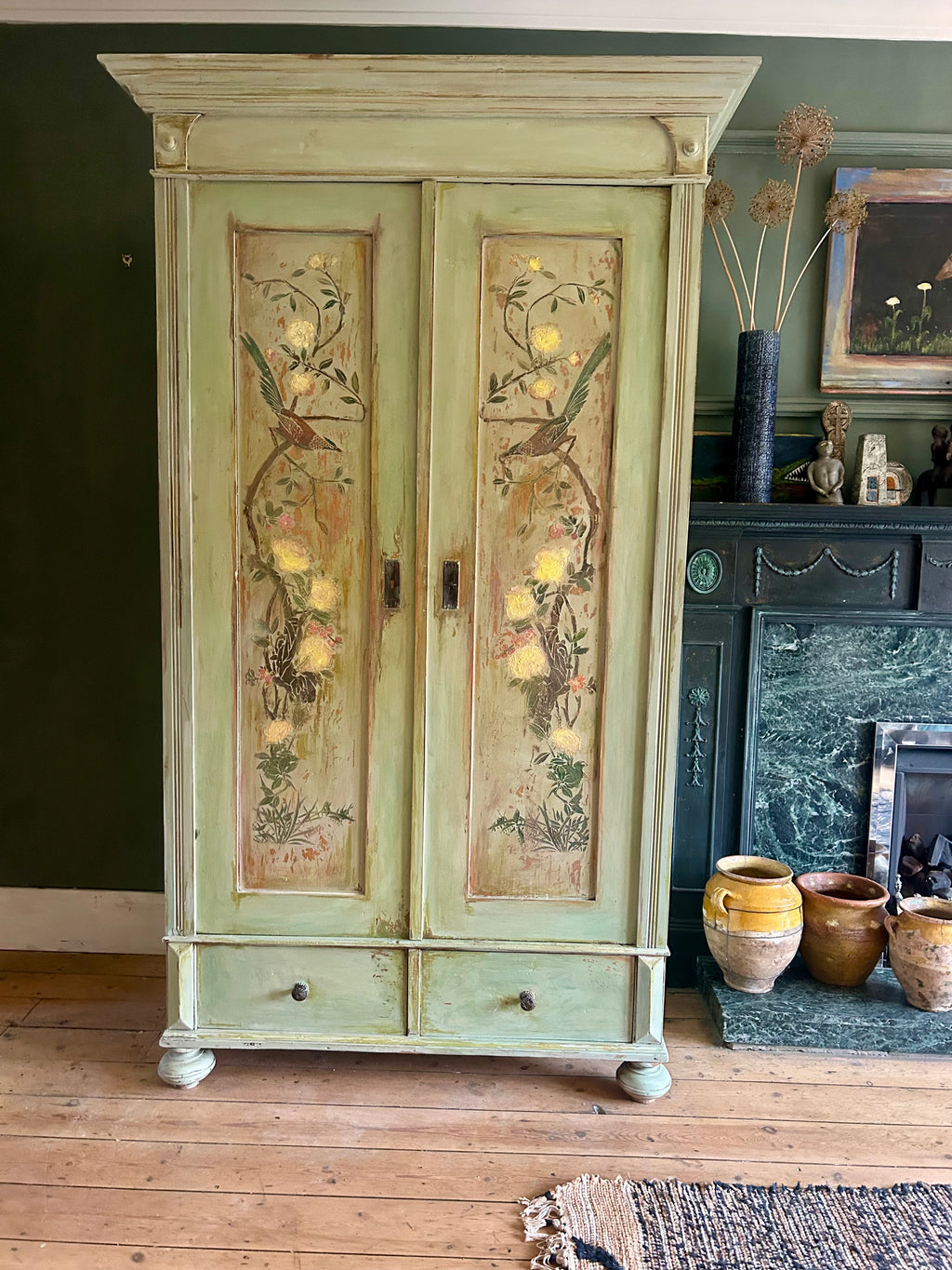 Vintage Painted Wardrobe with Chinoiserie
