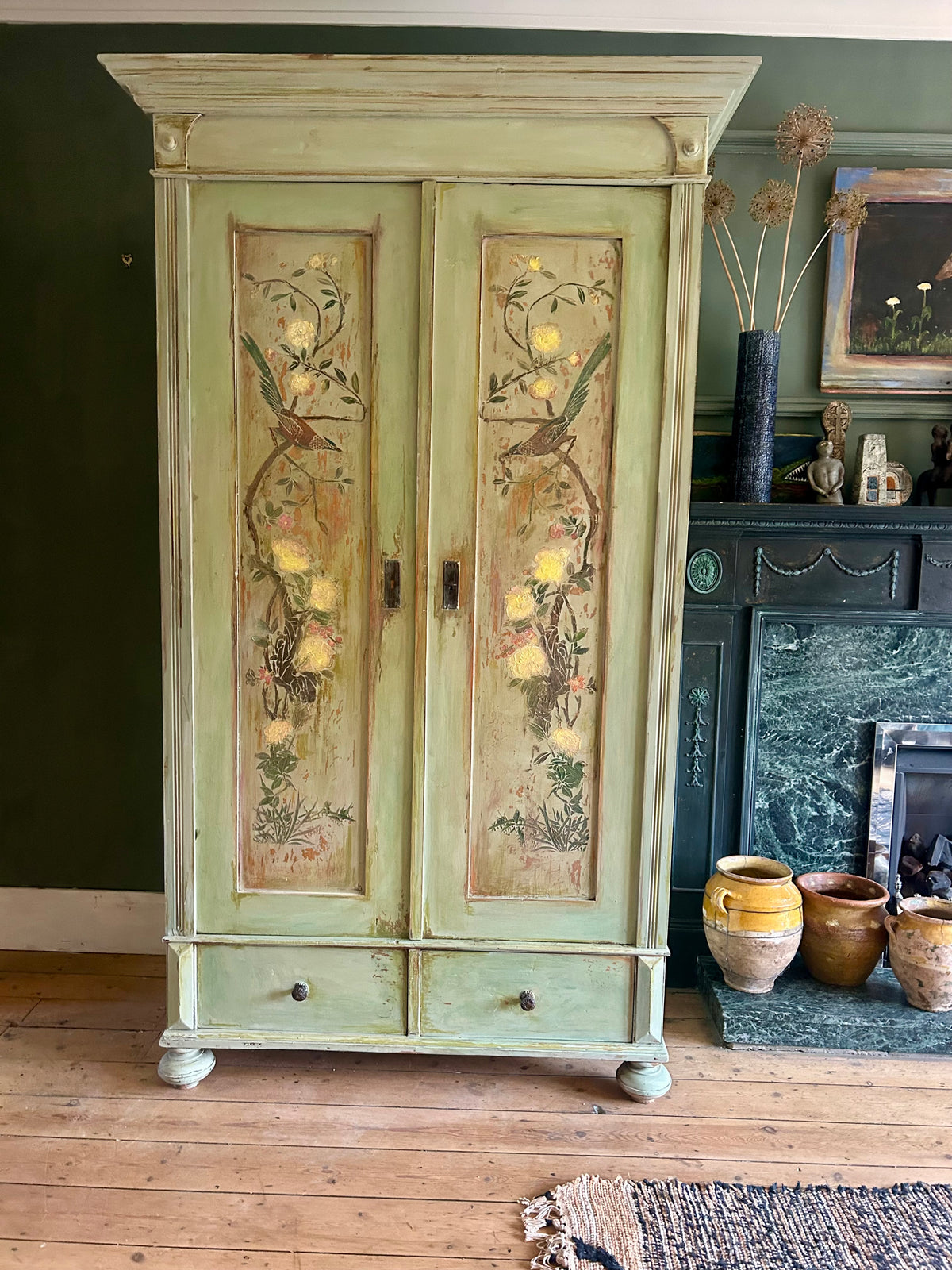 Vintage Painted Wardrobe with Chinoiserie