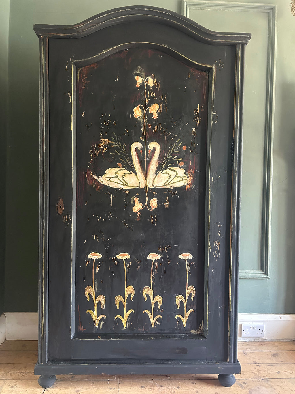 Vintage Painted Folk Art Wardrobe
