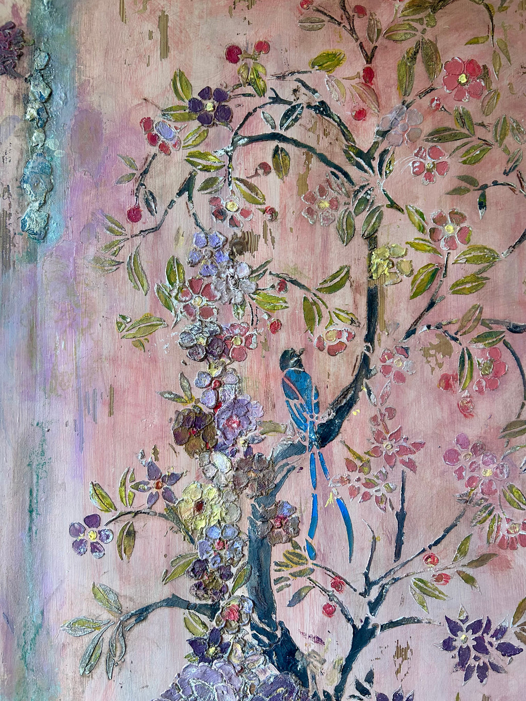 Vintage Painted Cupboard/Armoire with Chinoiserie Panel