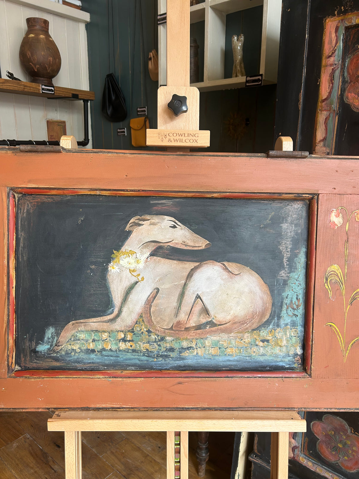 Reclaimed Door Hound Wallhanging