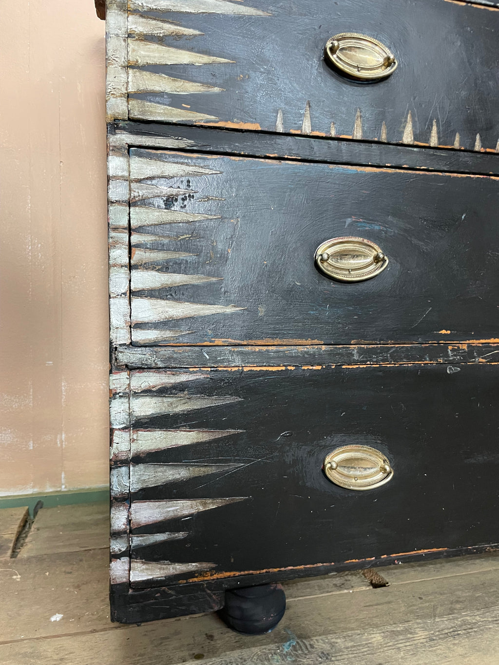 Vintage Painted Pine Folk Art Chest of Drawers