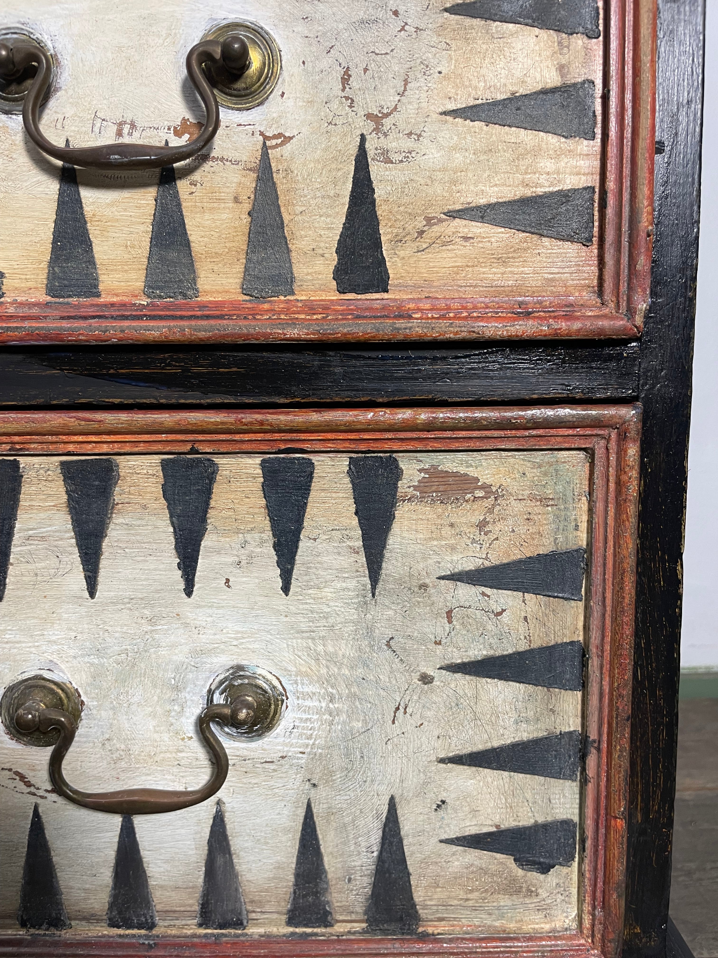 Vintage Painted Pine Folk Art Chest of Drawers