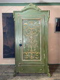 Vintage Painted Pine Wardrobe with Inlaid Boiserie Panel