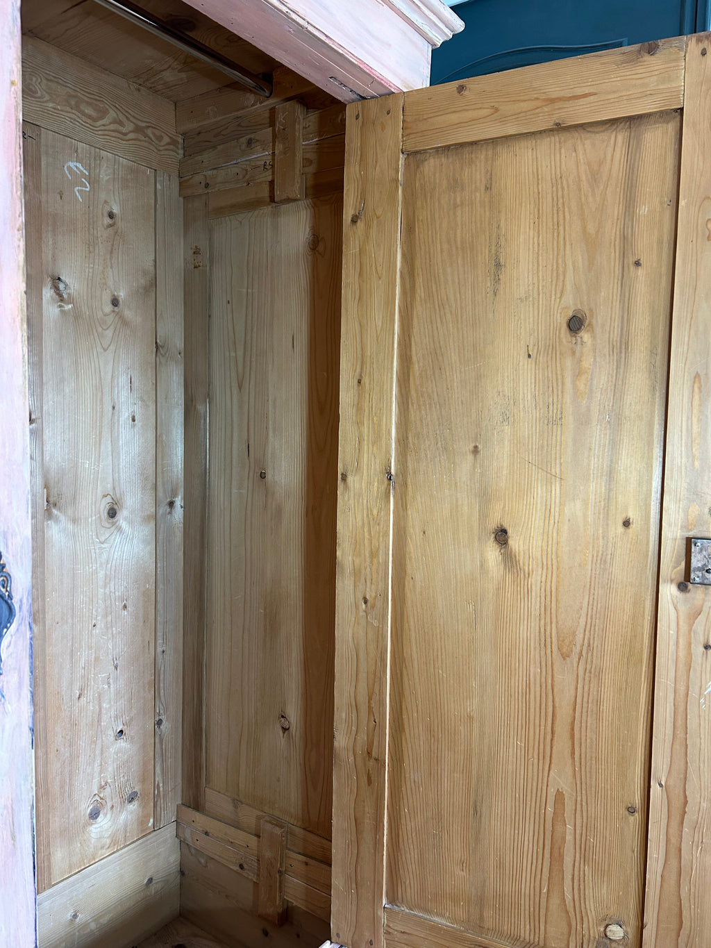 Vintage Painted French Wardrobe with Chinoiserie Panels