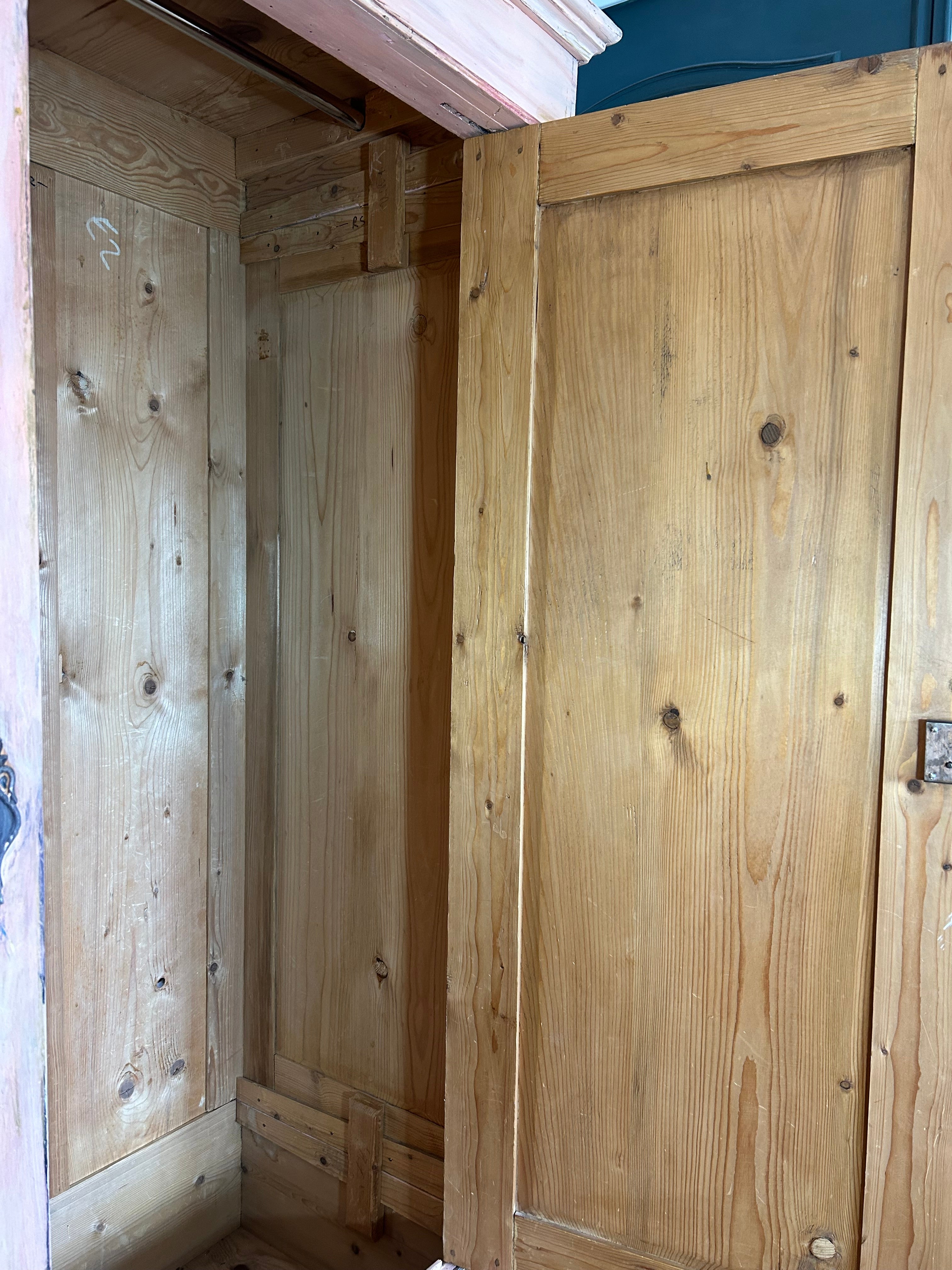 Vintage Painted French Wardrobe with Chinoiserie Panels