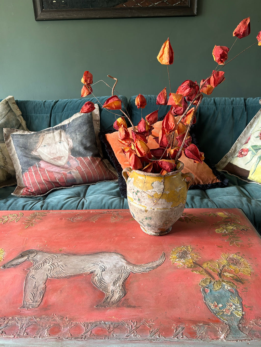 Vintage Painted Bloomsbury Inspired Hound Coffee Table