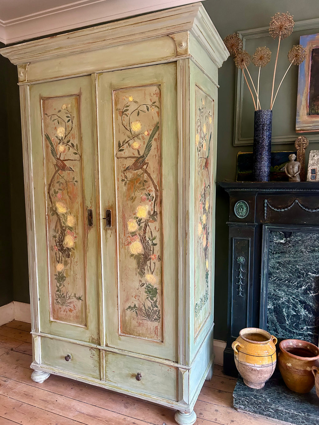 Vintage Painted Wardrobe with Chinoiserie
