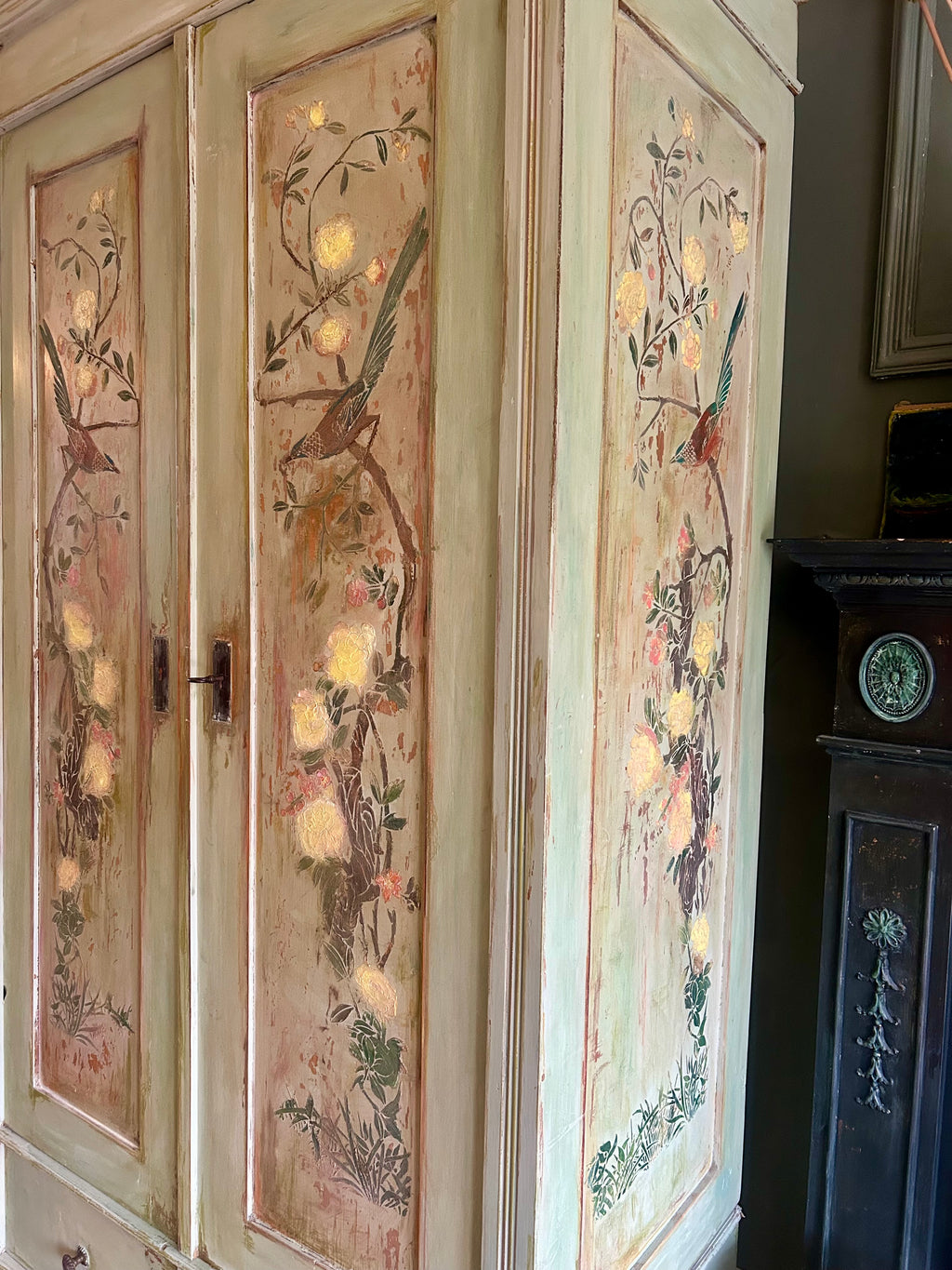Vintage Painted Wardrobe with Chinoiserie