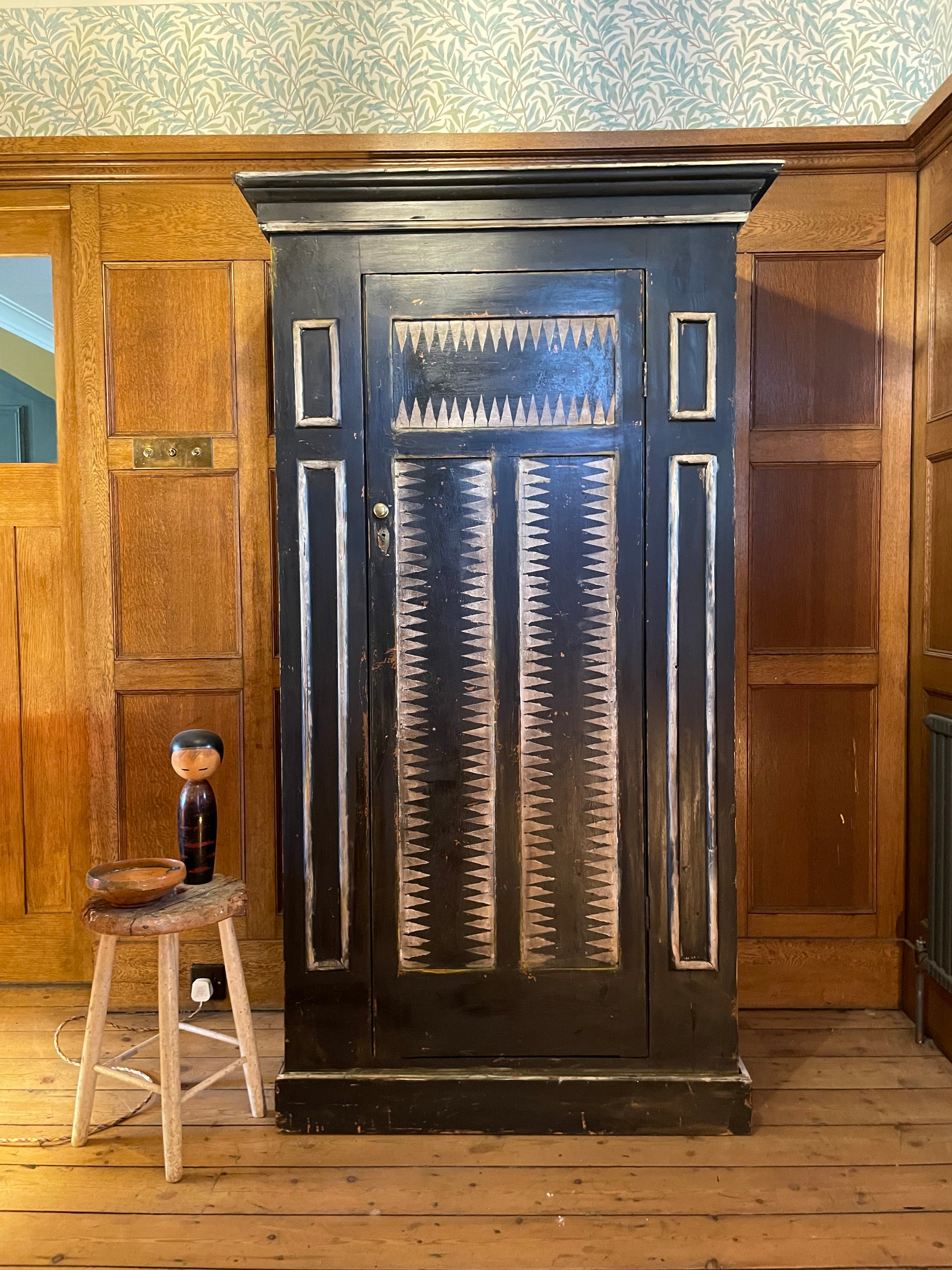 Vintage Folk Art Wardrobe/ Hall Cupboard