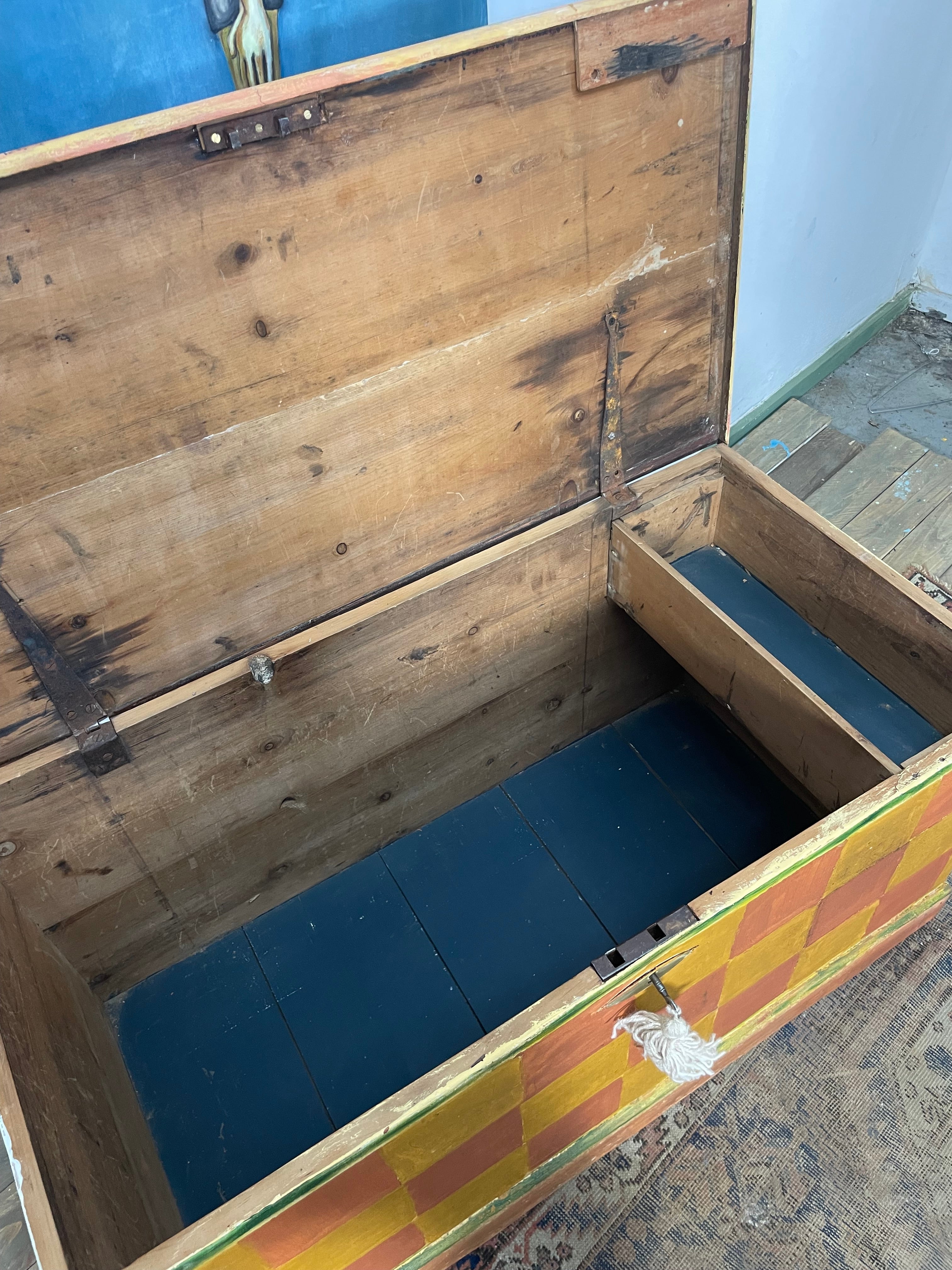 Vintage Folk art Style Blanket Box