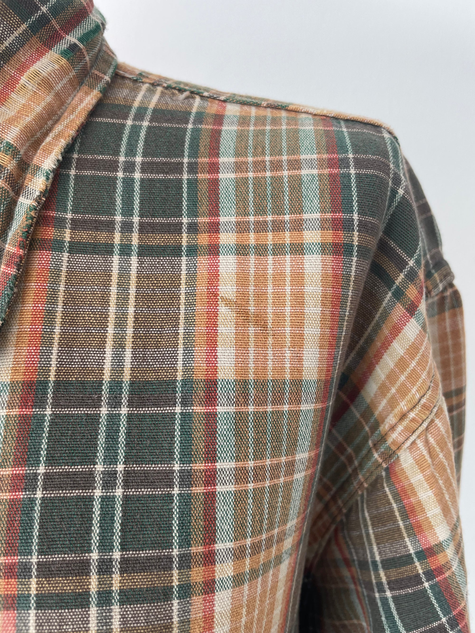 Vintage French Plaid Workwear Peasant Shirt