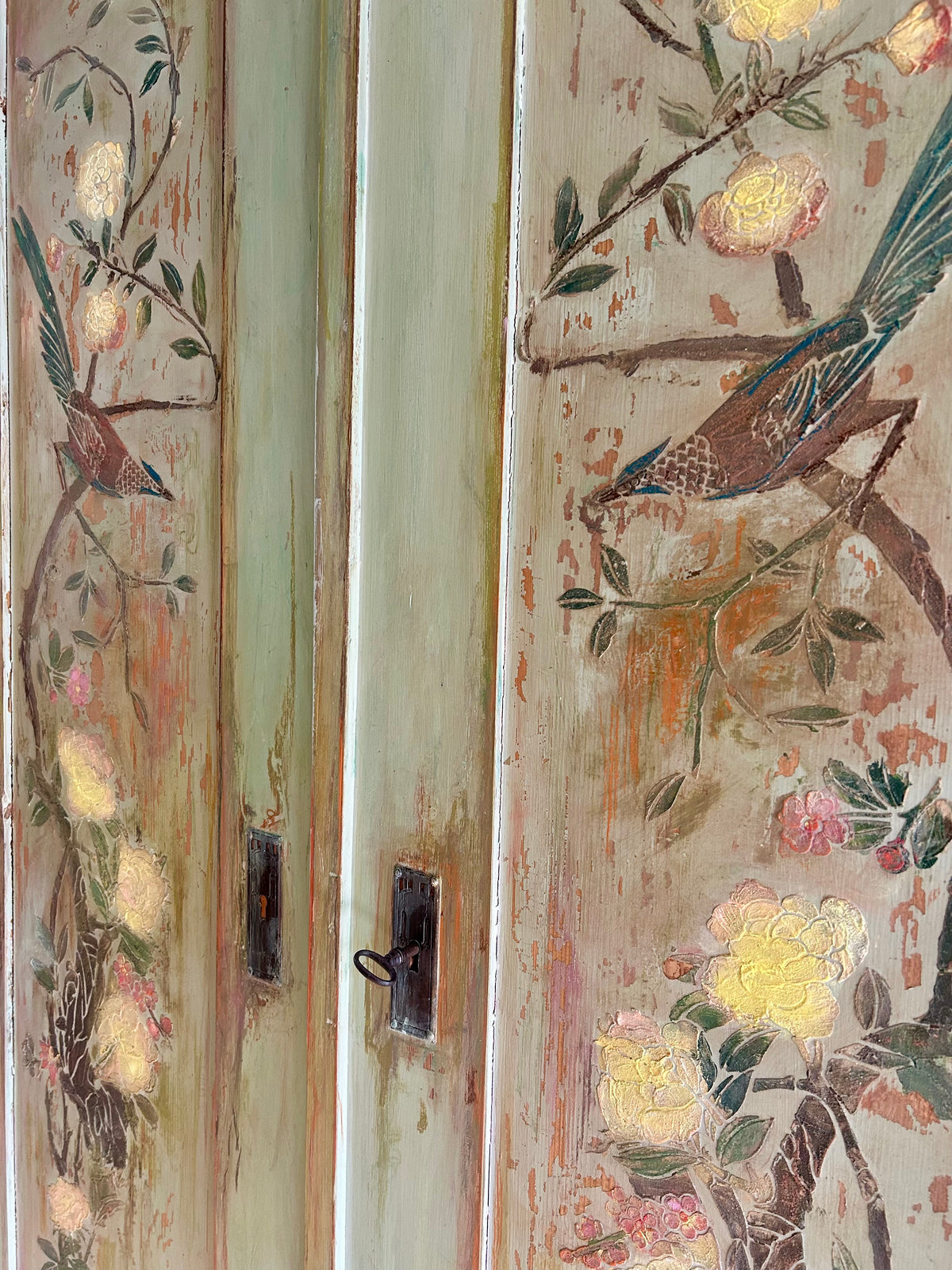 Vintage Painted Wardrobe with Chinoiserie