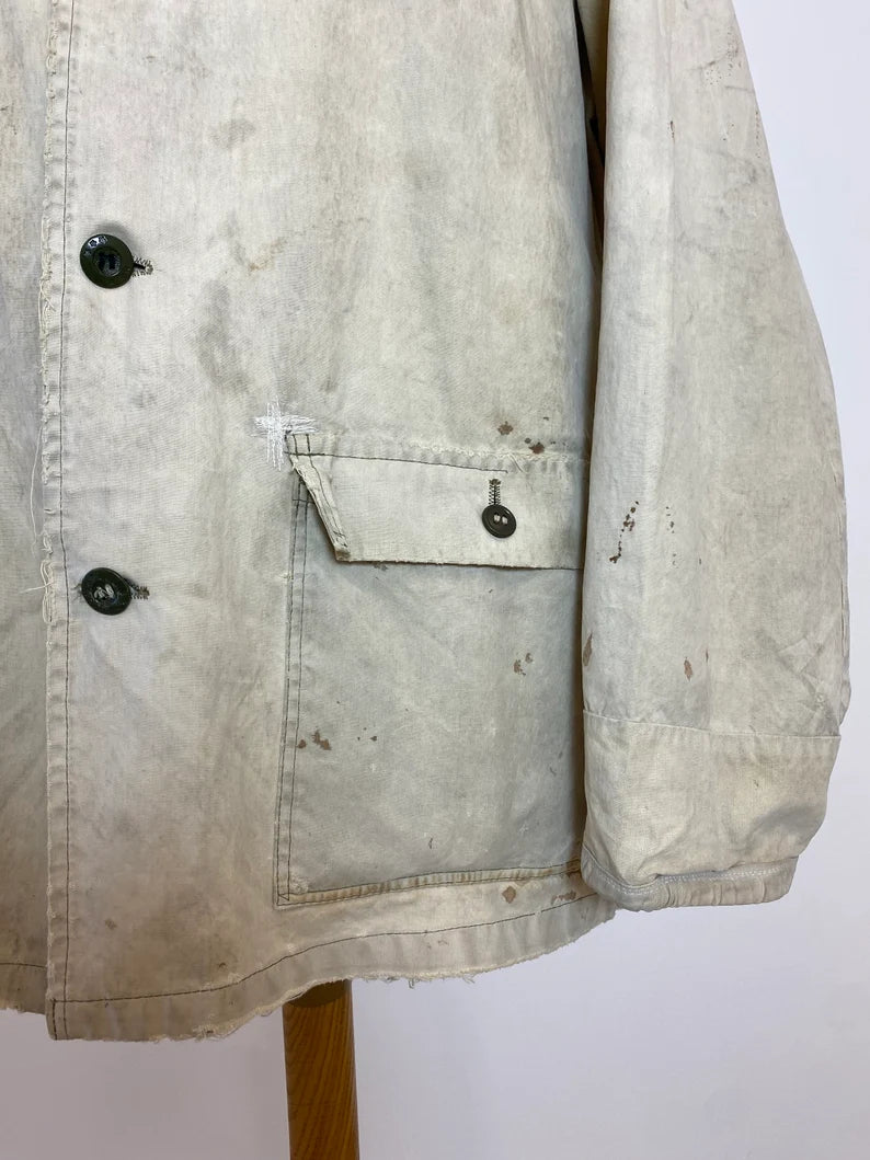 Vintage French Canvas Military Coat