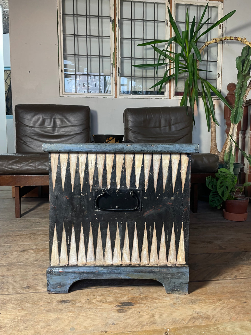 Vintage Pine Folk Art Blanket Storage Box