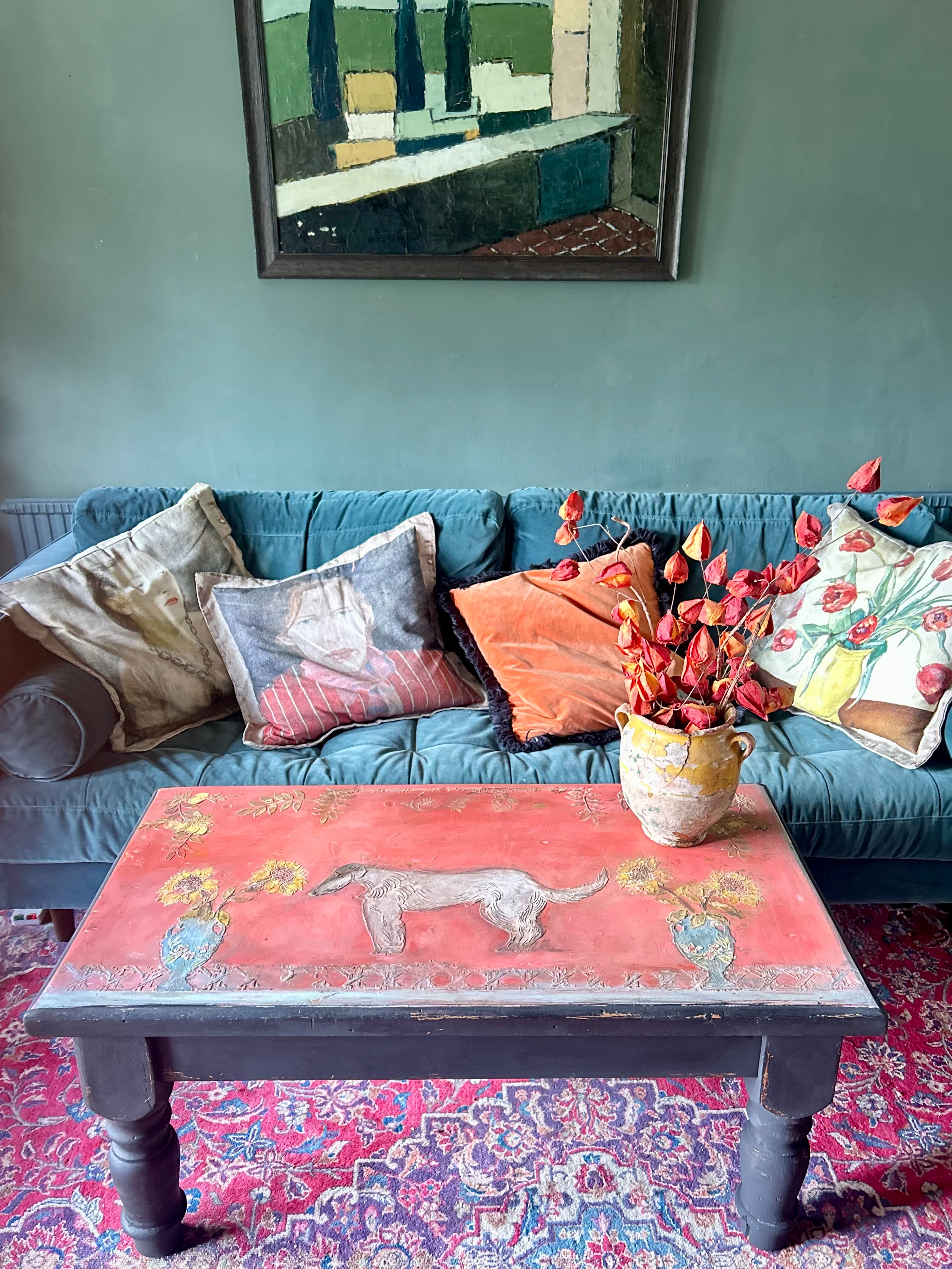 Vintage Painted Bloomsbury Inspired Hound Coffee Table