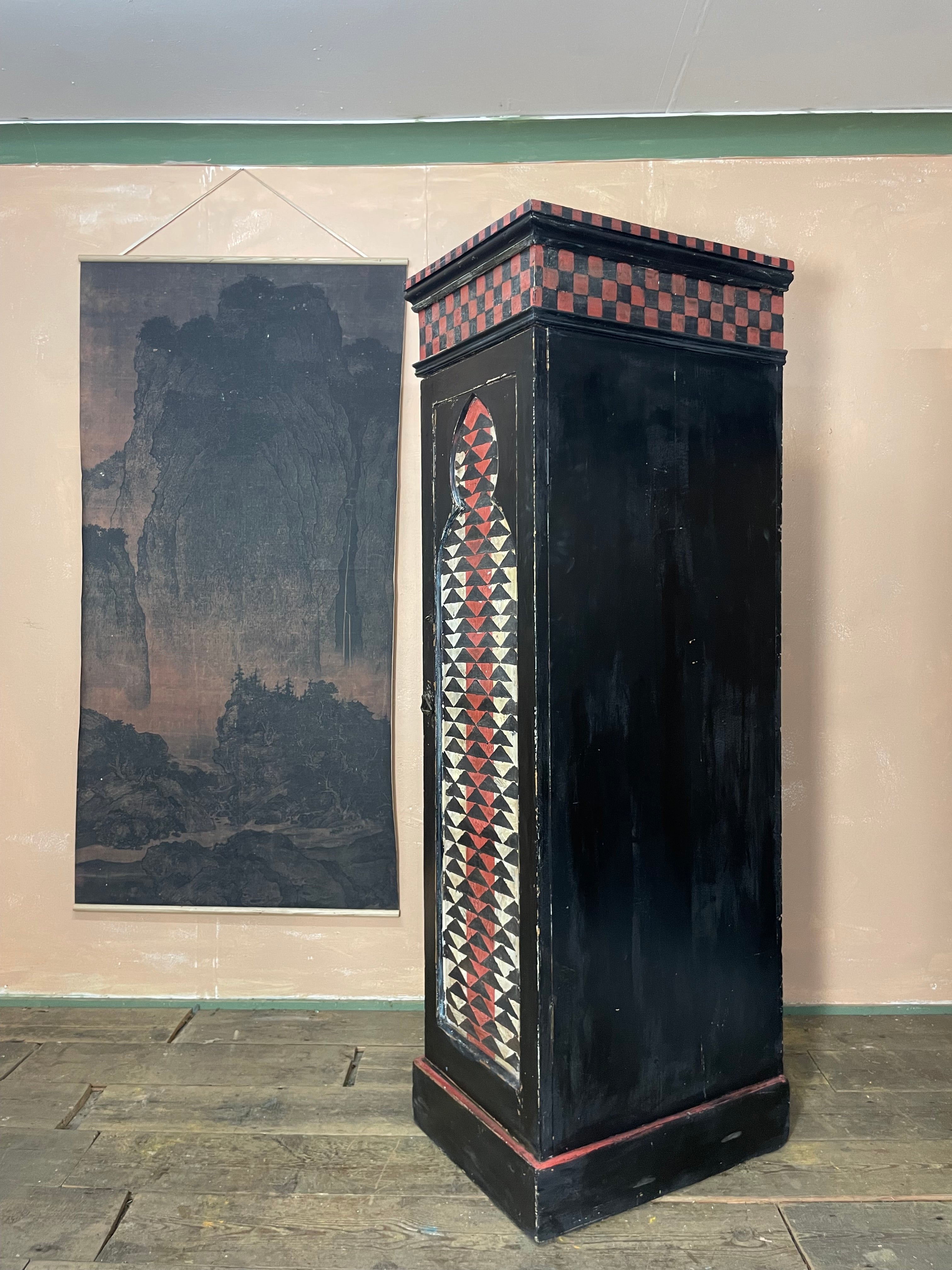 Vintage Painted Pine Folk Art Cupboard