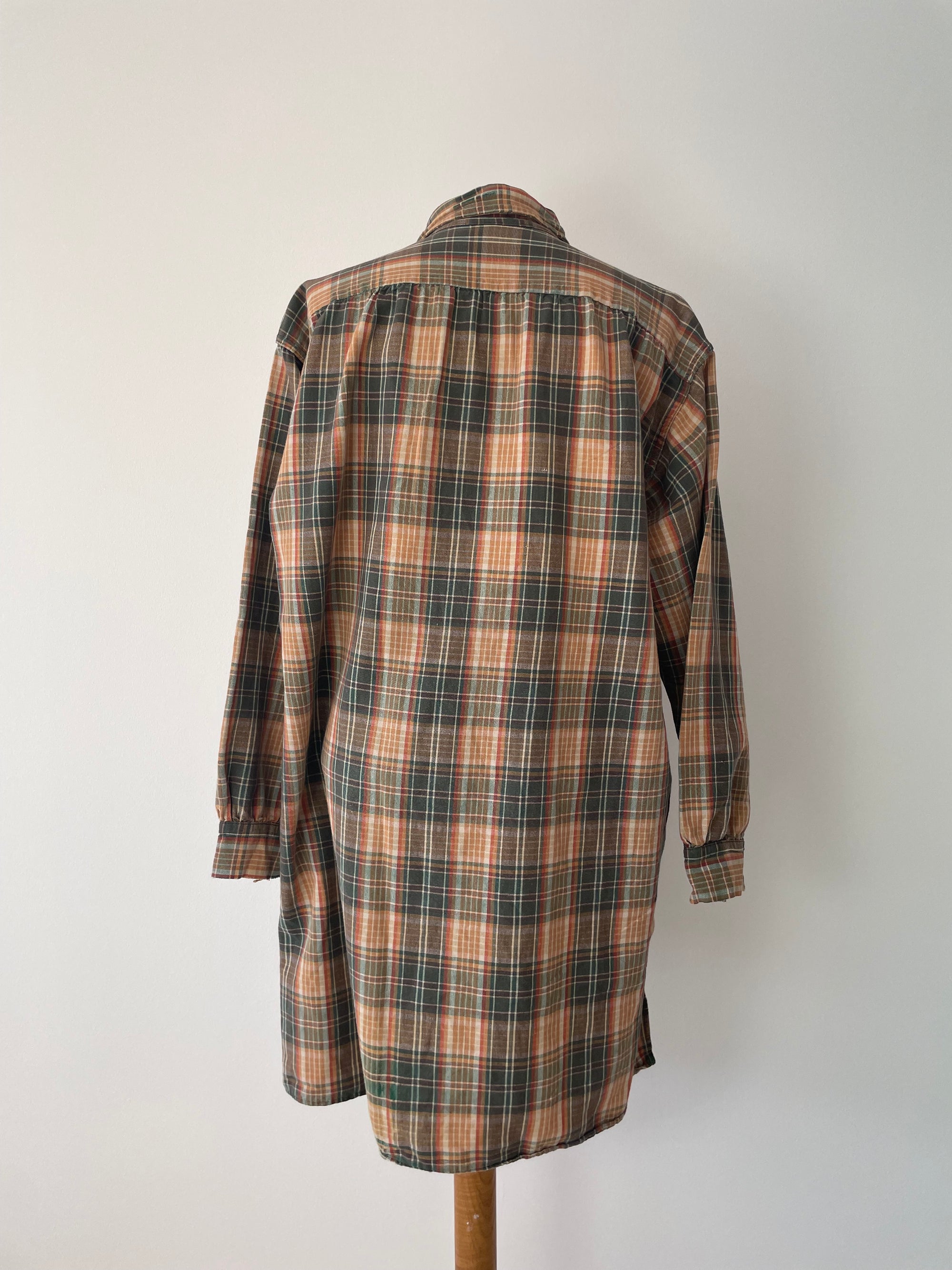 Vintage French Plaid Workwear Peasant Shirt