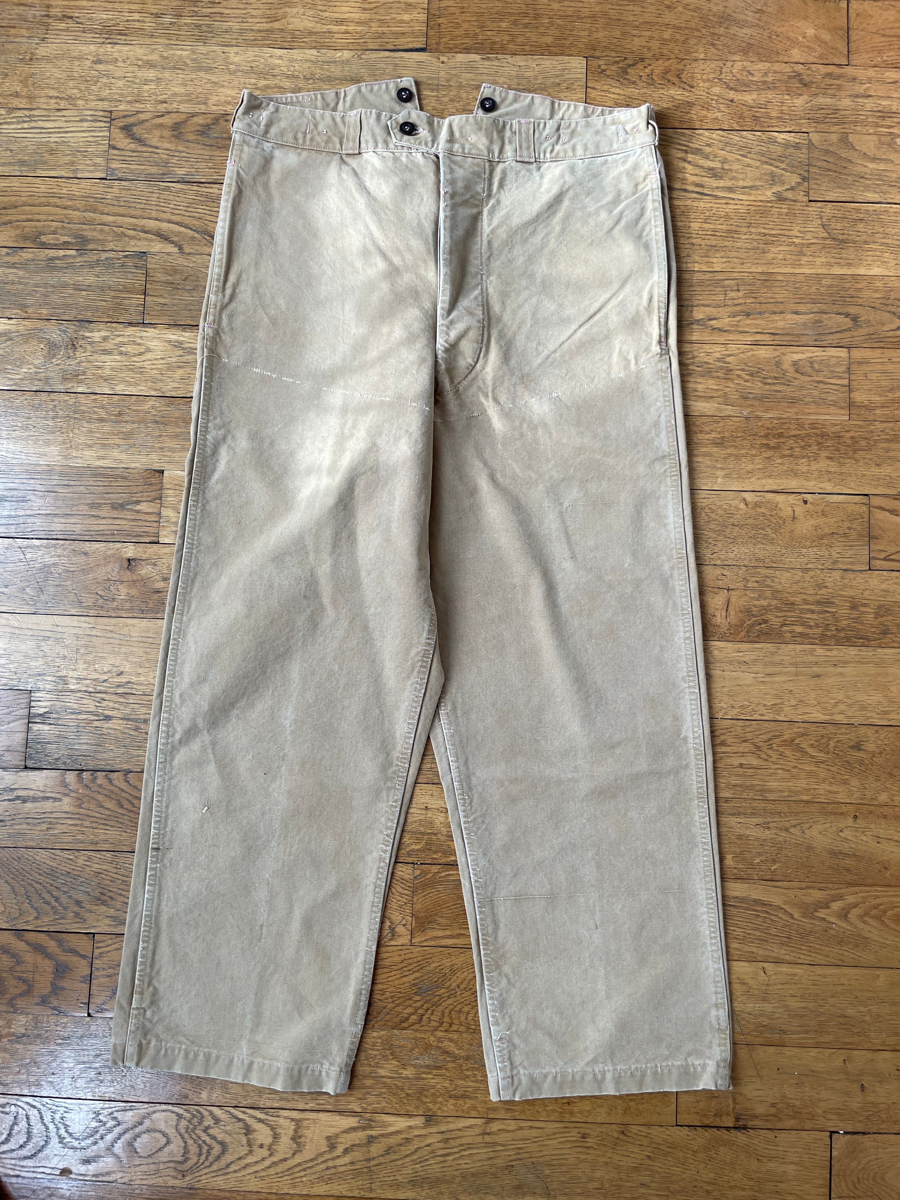Vintage French Workwear Canvas Trousers