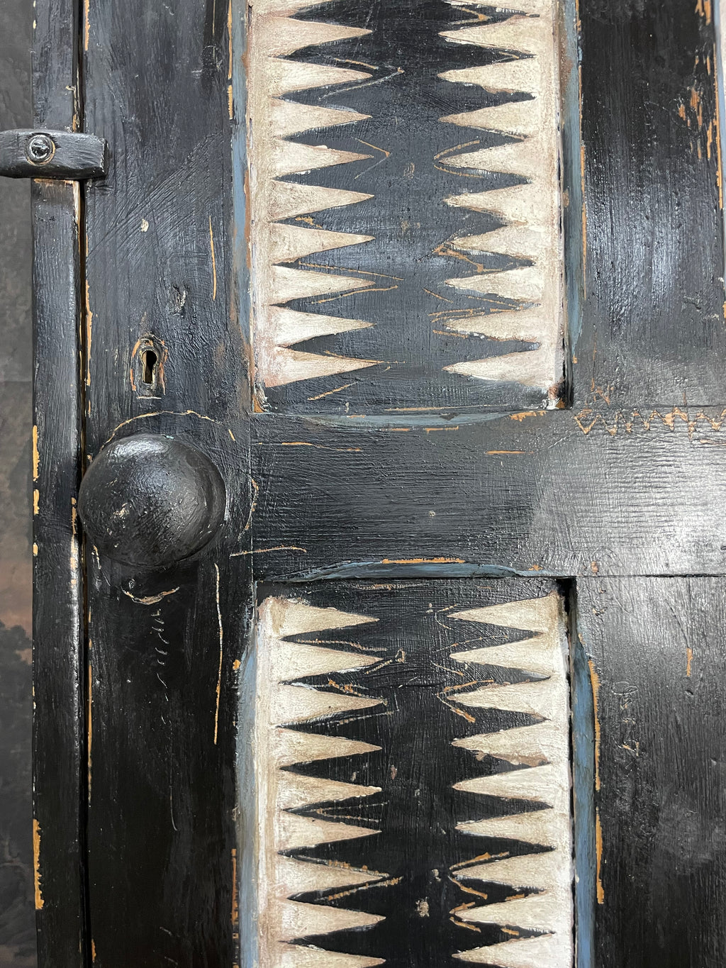 Antique Painted Pine Folk Art Cupboard