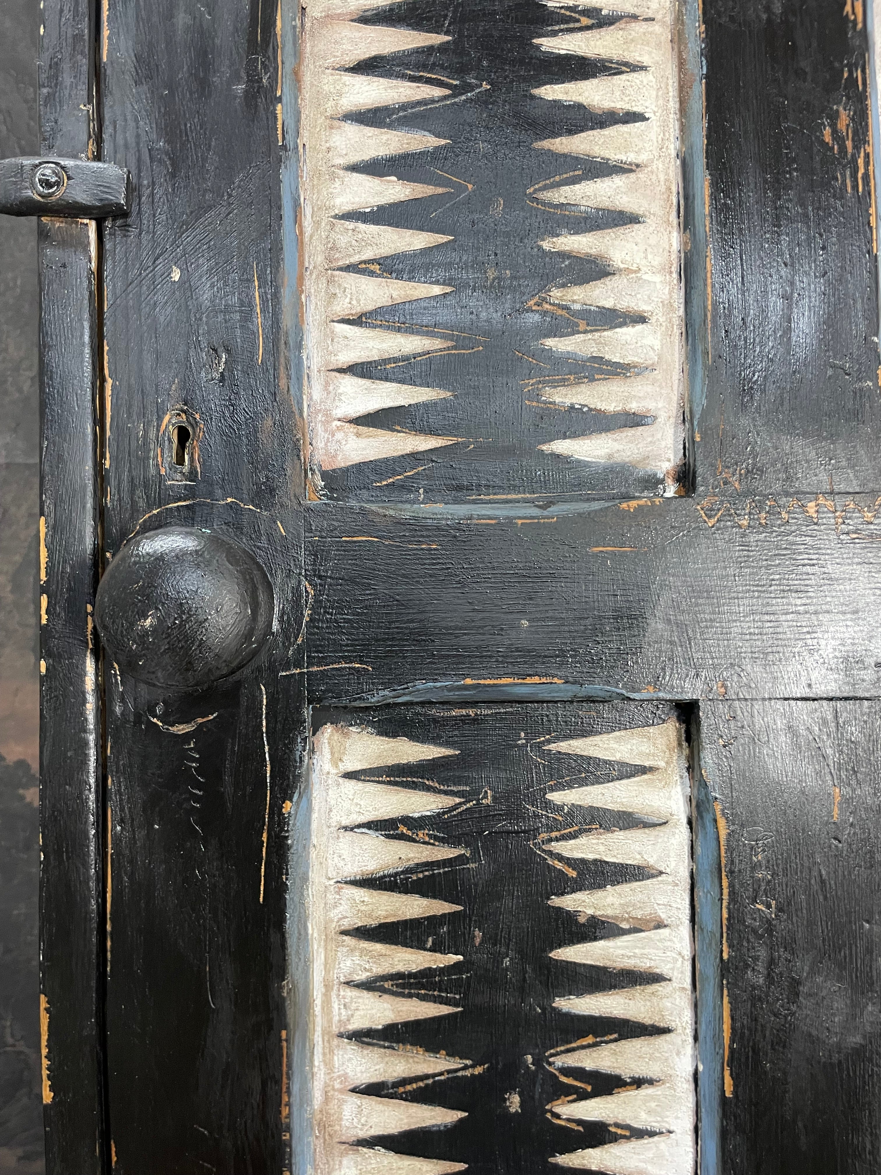 Antique Painted Pine Folk Art Cupboard