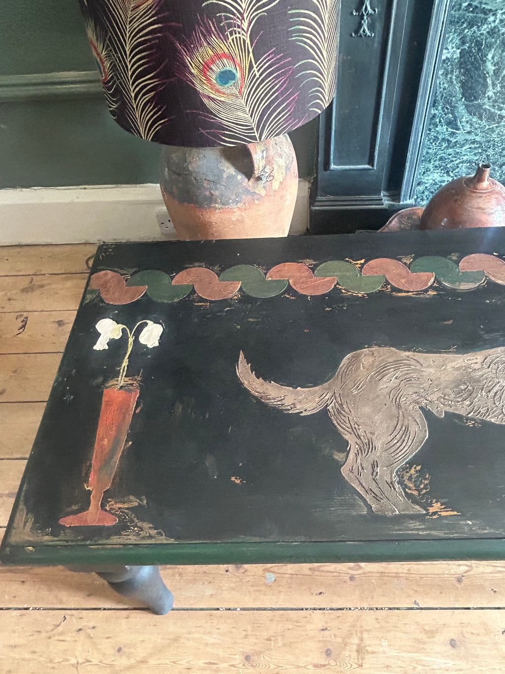 Vintage Painted Hound Coffee Table