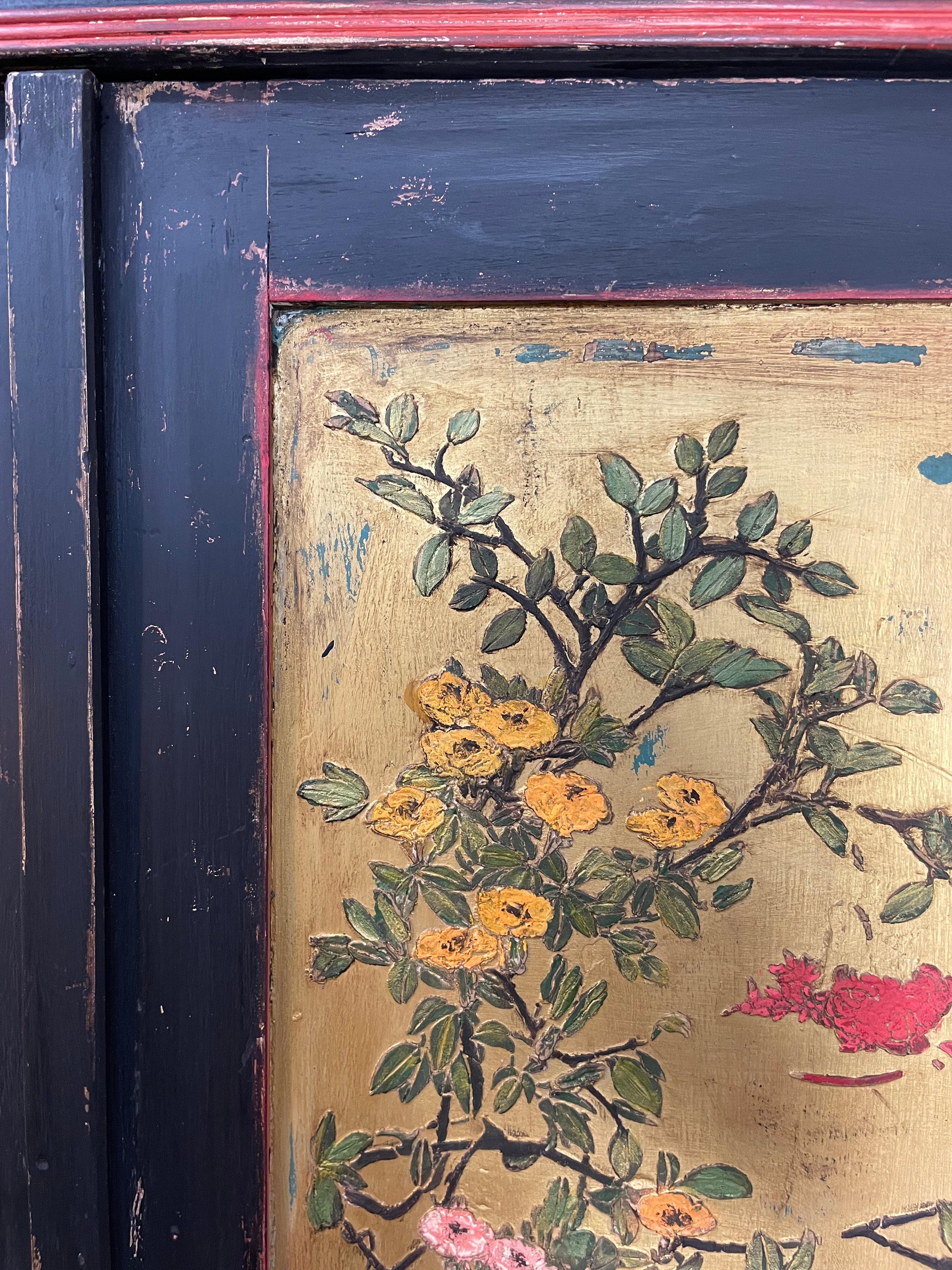 Vintage Knockdown Double Painted Wardrobe with Chinoiserie Panels